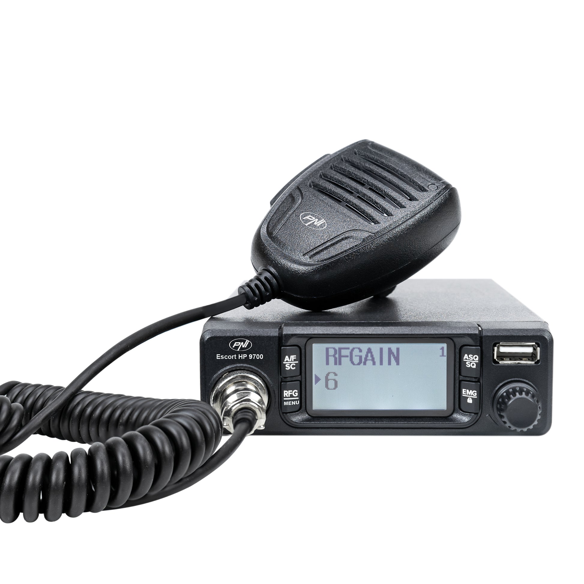 Statie radio CB PNI Escort HP 9700 USB, ANC, ASQ, alimentare 12V / 24V, functie PA, mufa de bricheta inclusa