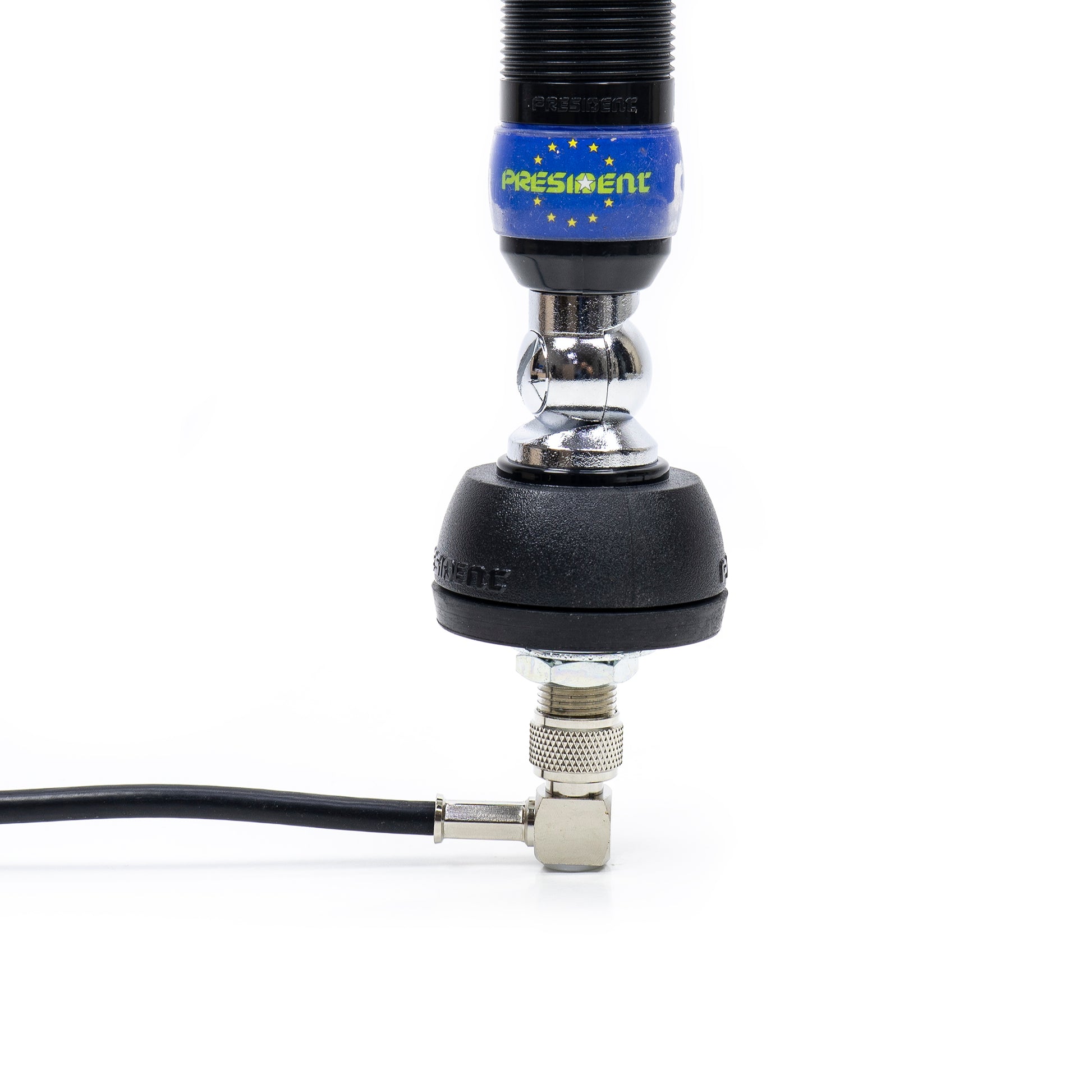 Kit Statie radio CB President BARRY II ASC AM/FM, Roger Beep, NB, ANL, Port USB, VOX, 12V/24V + Antena CB President Maryland 155 cm 500W cu montura prindere fixa si cablu inclus