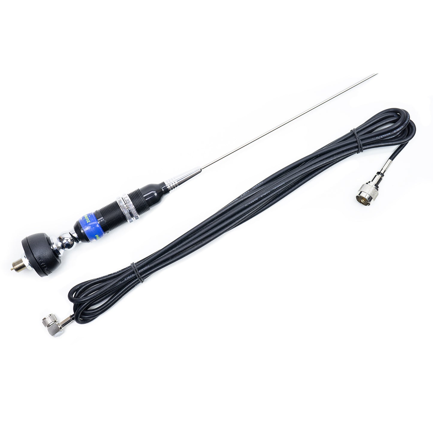 Kit Statie radio CB President BARRY II ASC AM/FM, Roger Beep, NB, ANL, Port USB, VOX, 12V/24V + Antena CB President Maryland 155 cm 500W cu montura prindere fixa si cablu inclus