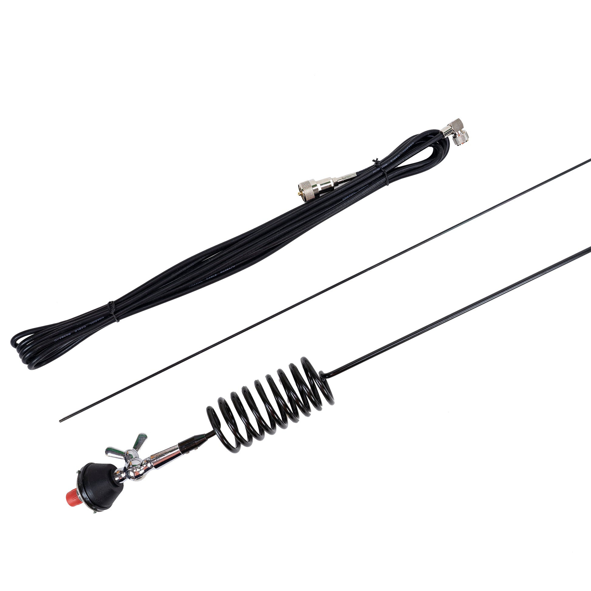 Kit Statie radio CB President BARRY II ASC AM/FM, Roger Beep, NB, ANL, Port USB, VOX, 12V/24V + Antena CB President WA 27 200 cm cu montura si cablu 4 m