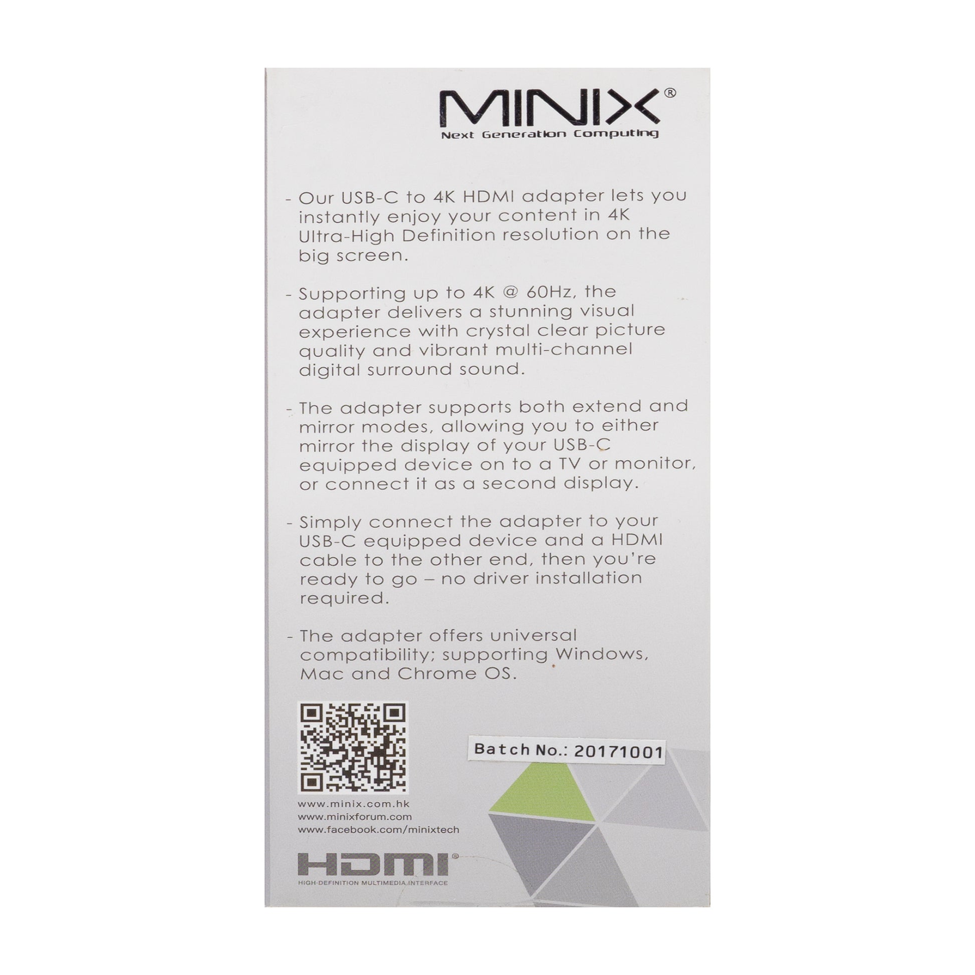 Adaptor USB MINIX NEO C-HDSI USB-C la 4K 60Hz HDMI