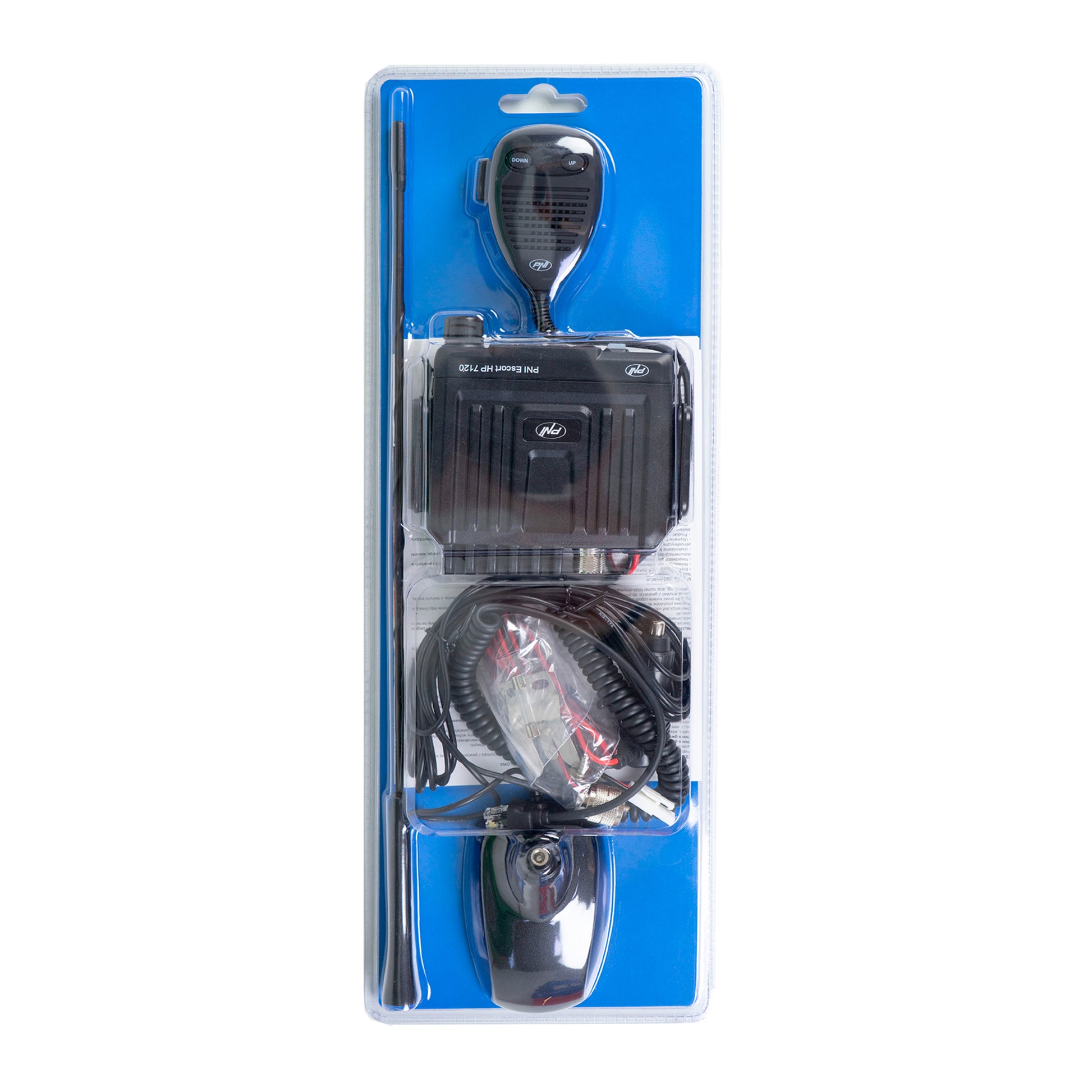 Kit statie radio CB PNI Escort HP 7120 ASQ, RF Gain, 4W, 12V si antena CB PNI Extra 48 cu magnet inclus, 45cm, SWR 1.0 AM/FM comutati doar in banda EU