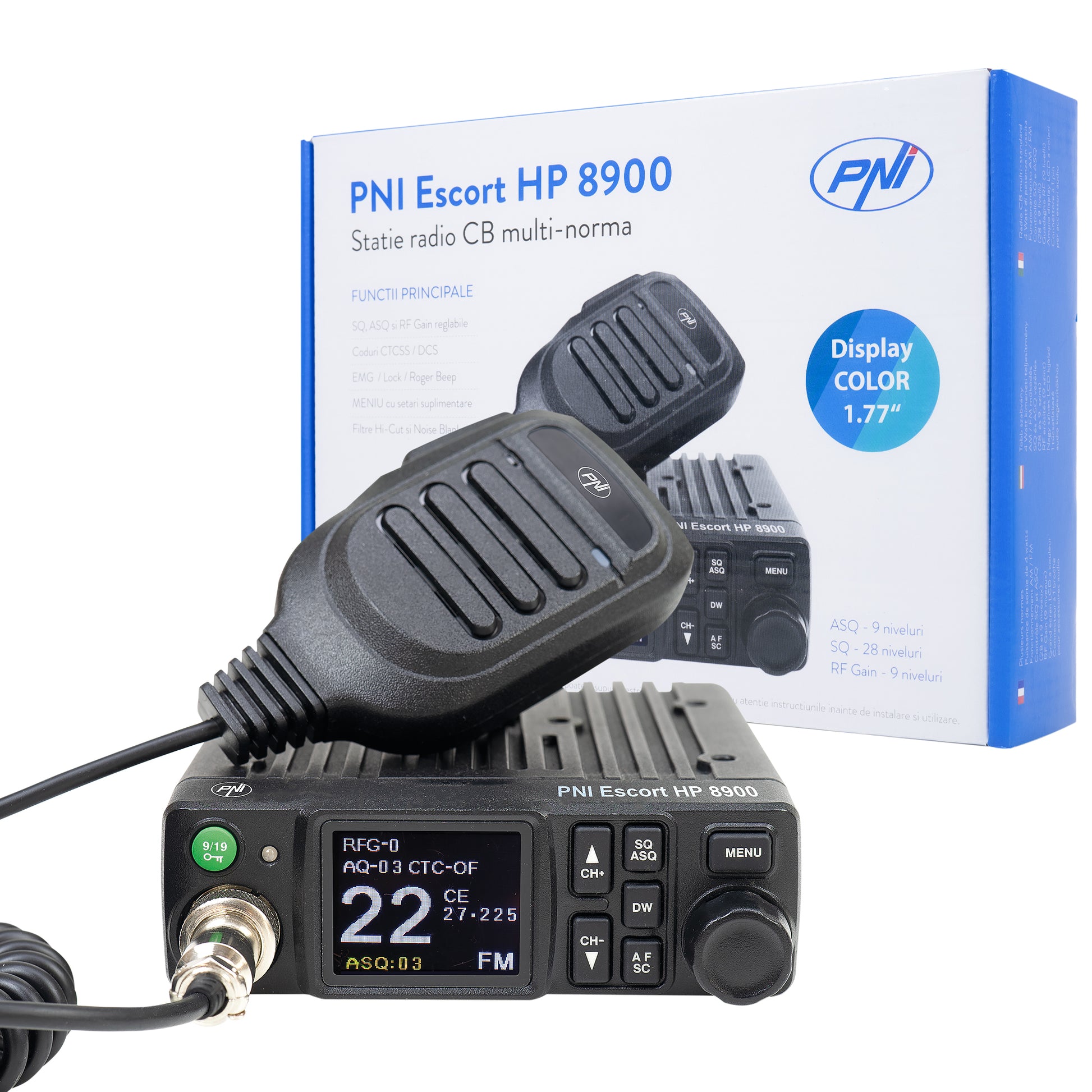 Statie radio CB PNI Escort HP 8900 ASQ, 12V / 24V, RF Gain, Roger Beep, CTCSS-DCS, Dual Watch AM/FM comutati doar in banda EU