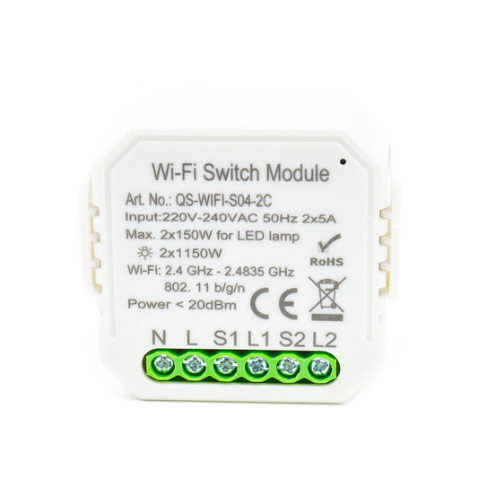 Releu inteligent PNI SafeHome PT82C 2 canale, WiFi, 2x5A, comanda prin internet, aplicatie de mobil Tuya Smart, integrare in scenarii si automatizari smart cu alte produse compatibile Tuya, Alexa si Google Assistant