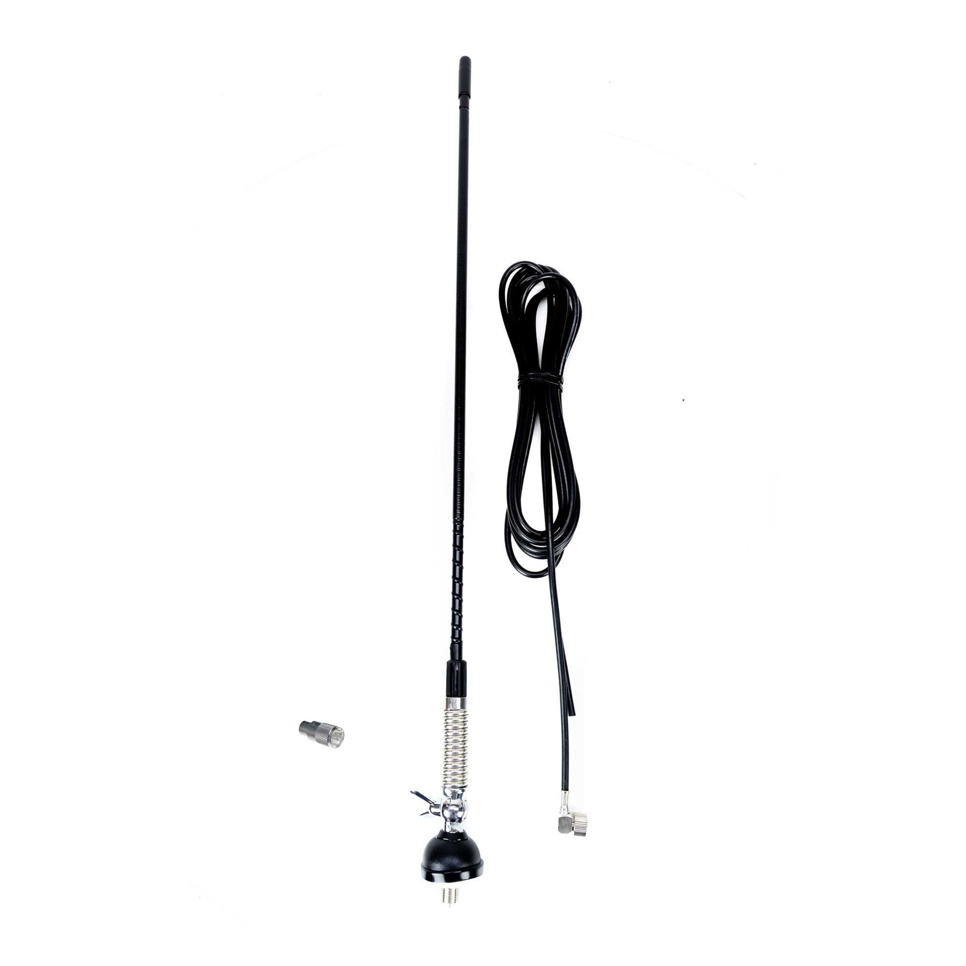Antena CB PNI S60 cu fluture, lungime spic 59 cm, cu montura, cablu 4 m si mufa PL, fibra de sticla