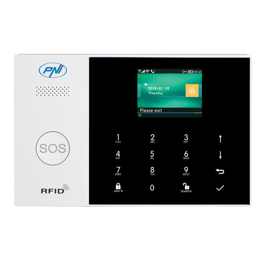 Sistem de alarma wireless PNI SafeHouse HS600 Wifi GSM 4G,  suporta 90 zone wireless si 3 zone cu fir, compatibil cu aplicatia Tuya Smart, alerta prin SMS, apel vocal, notificare pe telefon