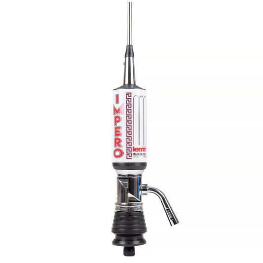 Antena CB LEMM TURBO IMPERO, alb, lungime 200 cm, castig 7dB, 26.5-28Mhz, 2500W, cablu RG58 4m, fabricata in Italia