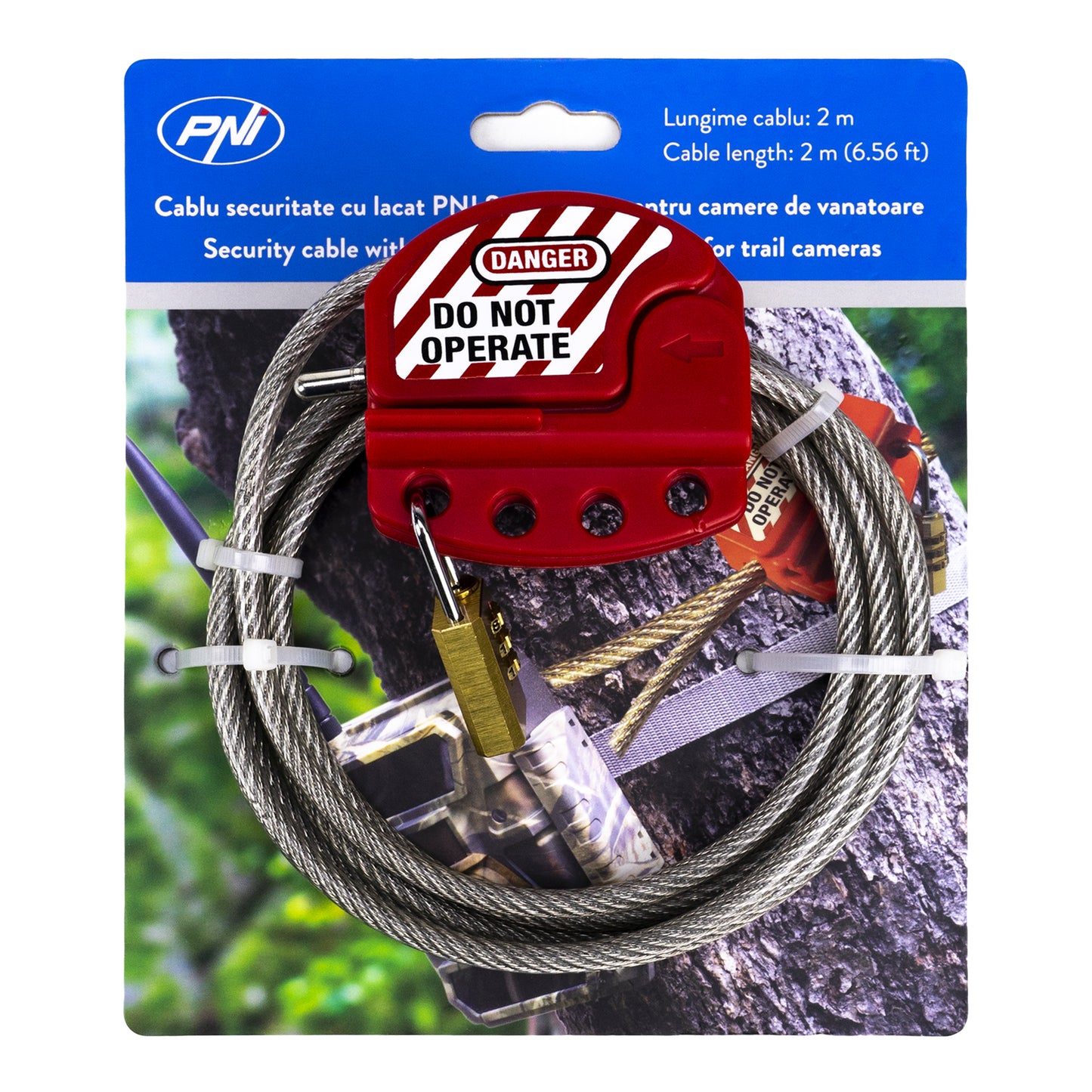 Cablu securitate cu lacat PNI Smart Lock pentru camere de vanatoare PNI 400C, 350C, 280C, 480C