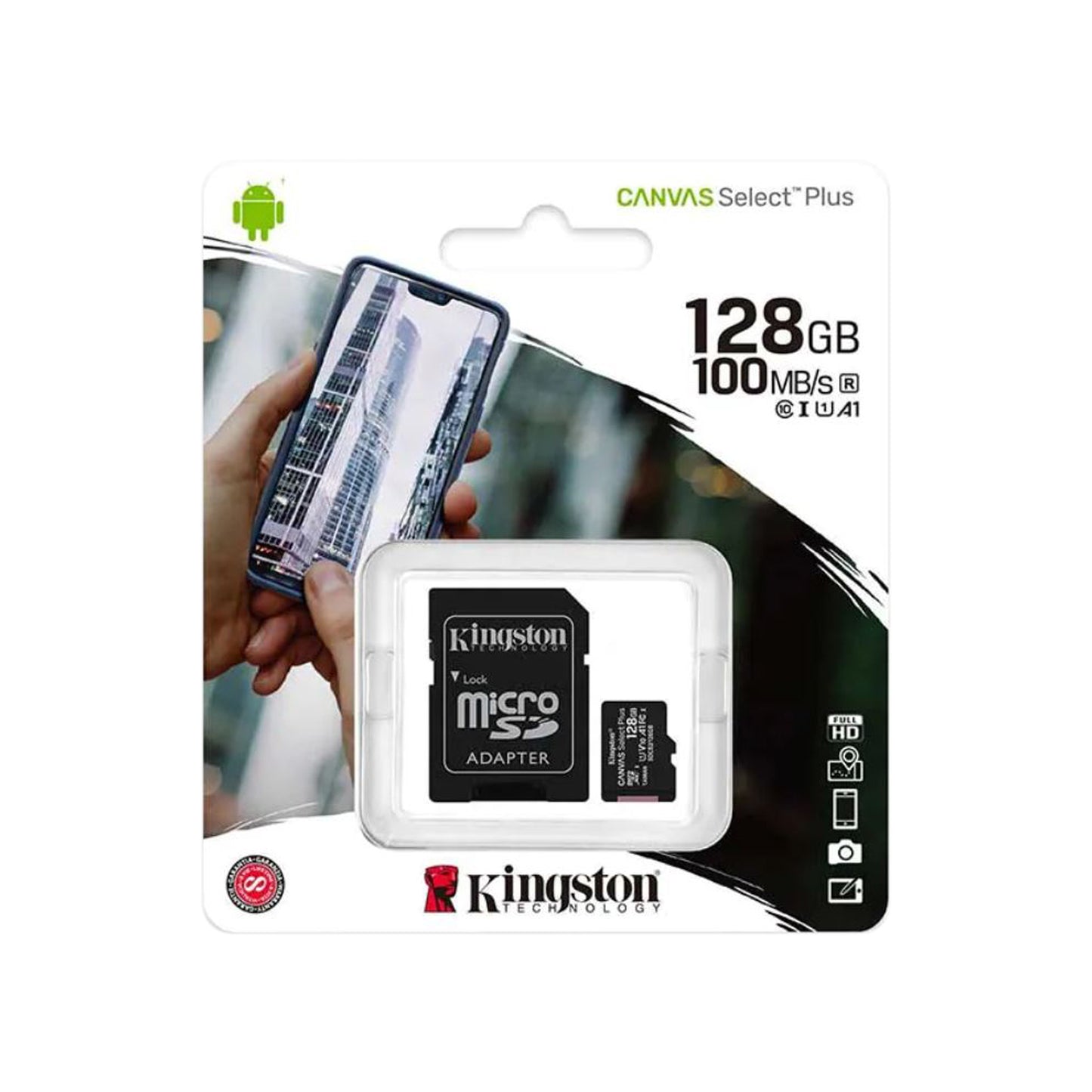 Card de memorie MicroSD Kingston Canvas Select Plus, 128GB, 100MB/s, cu adaptor