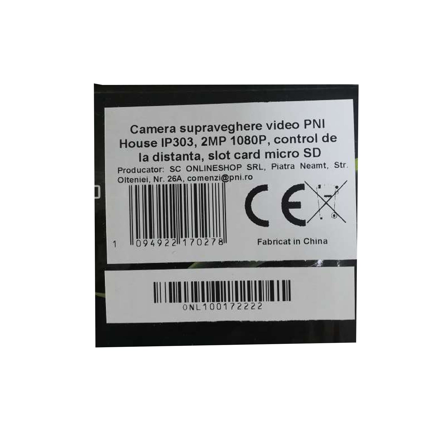 Camera supraveghere video PNI House IP303, 2MP 1080P, control de la distanta, slot card micro SD