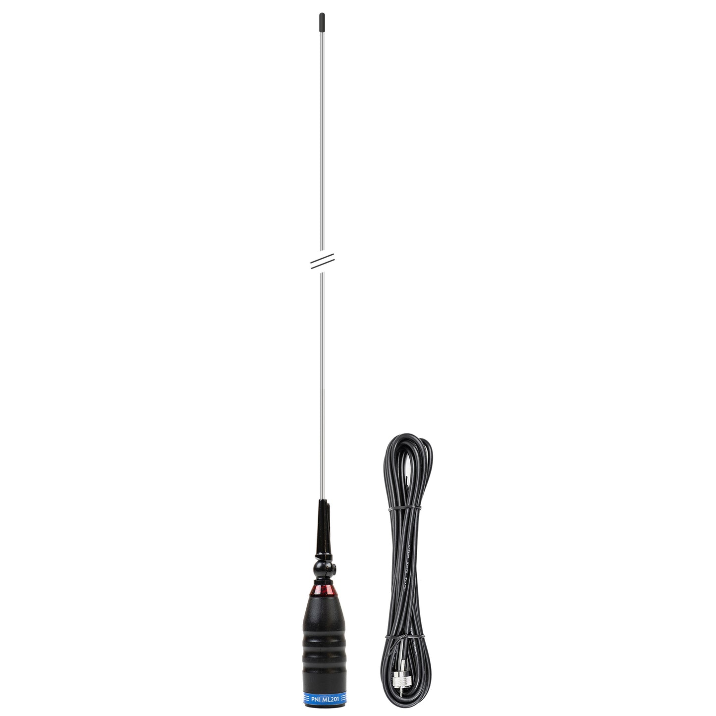Antena CB PNI ML201 Black, lungime 201cm, 26-28MHz, 1200W cu inclinare la 90 de grade
