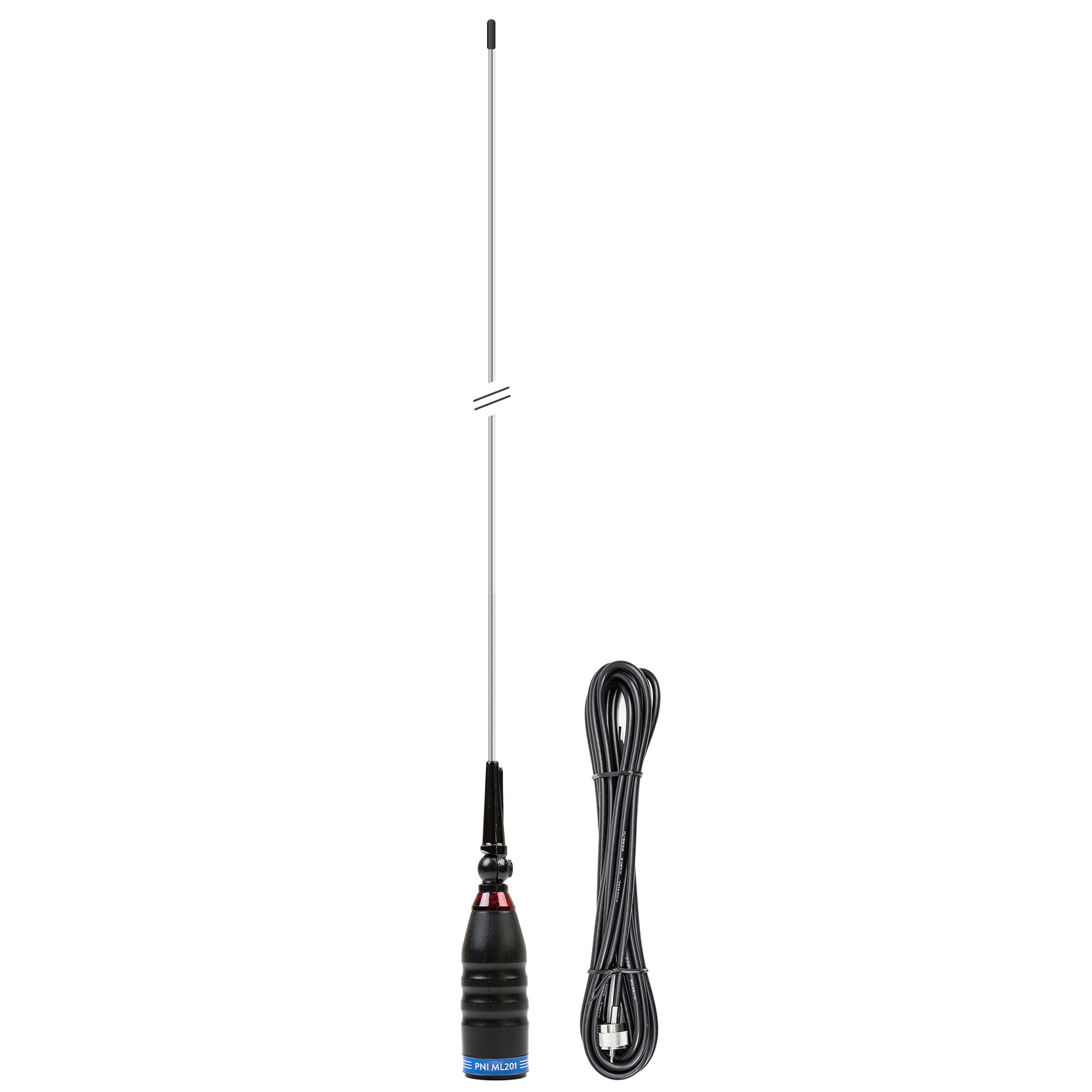 Antena CB PNI ML201 Black, lungime 201cm, 26-28MHz, 1200W cu inclinare la 90 de grade