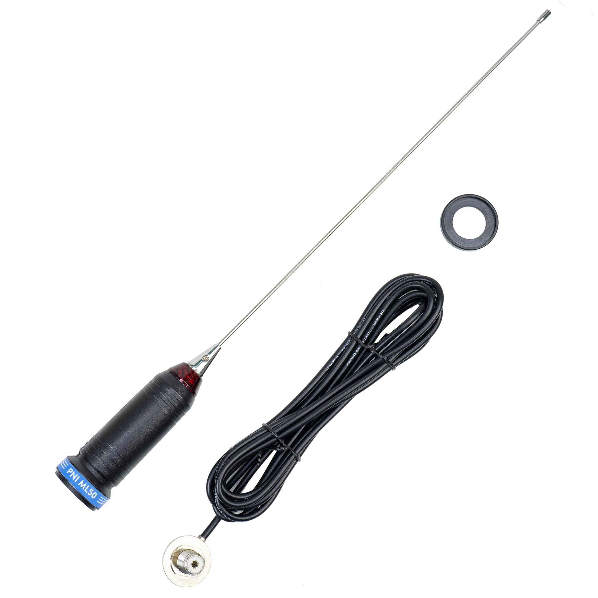 Antena CB PNI ML50, lungime 48cm, 26-28MHz, 600W cu cablu de legatura RG58 3,5 metri, fara mufa PL259