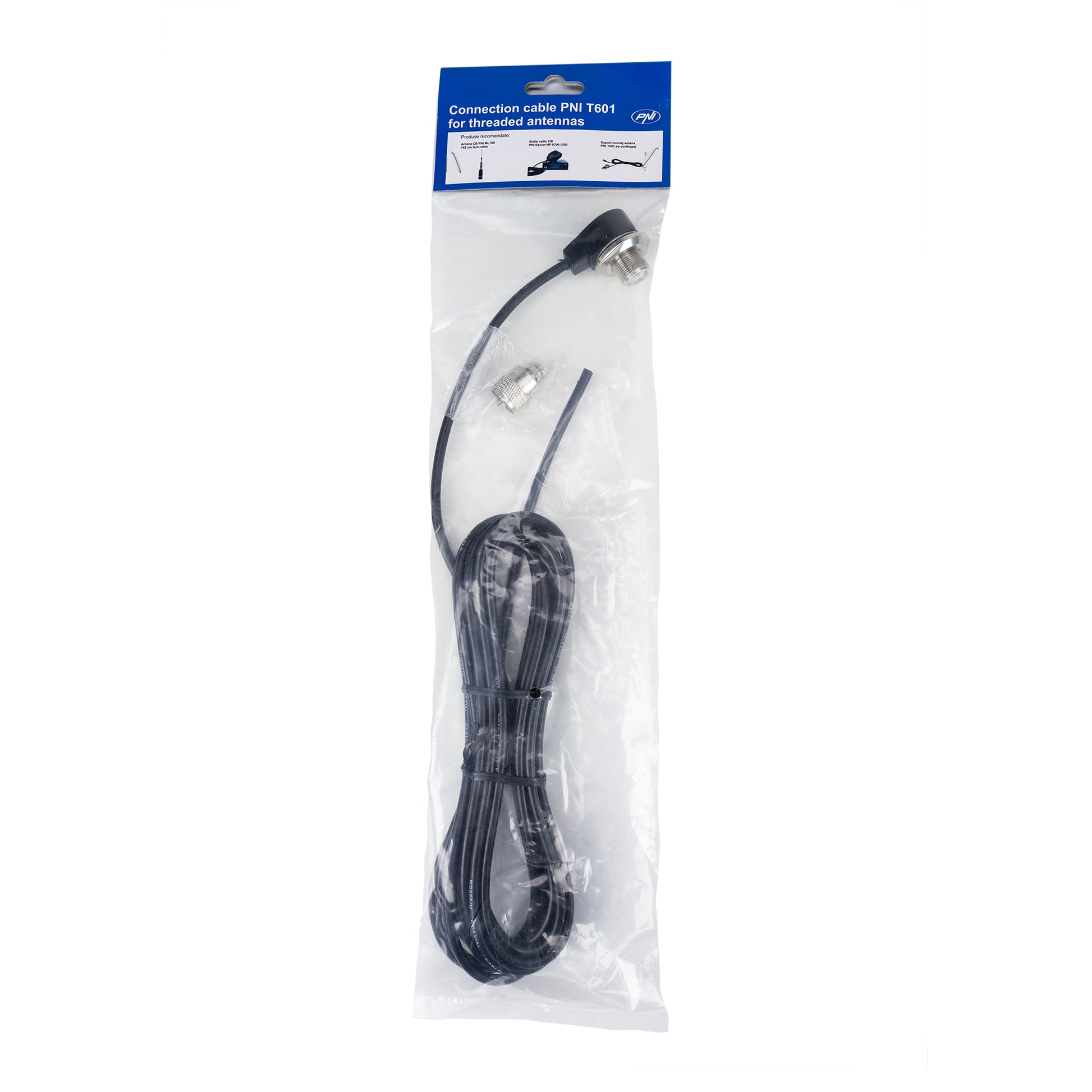 Pachet antena CB PNI ML160, 145 cm si cablu de legatura PNI T601 cu lungimea de 4 metri pentru montaj pe suport fix