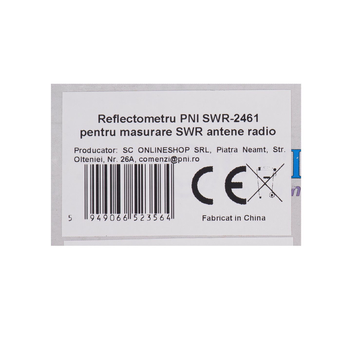 Reflectometru PNI SWR-2461 pentru masurare SWR antene radio in frecventa 26-30Mhz si putere statii radio CB