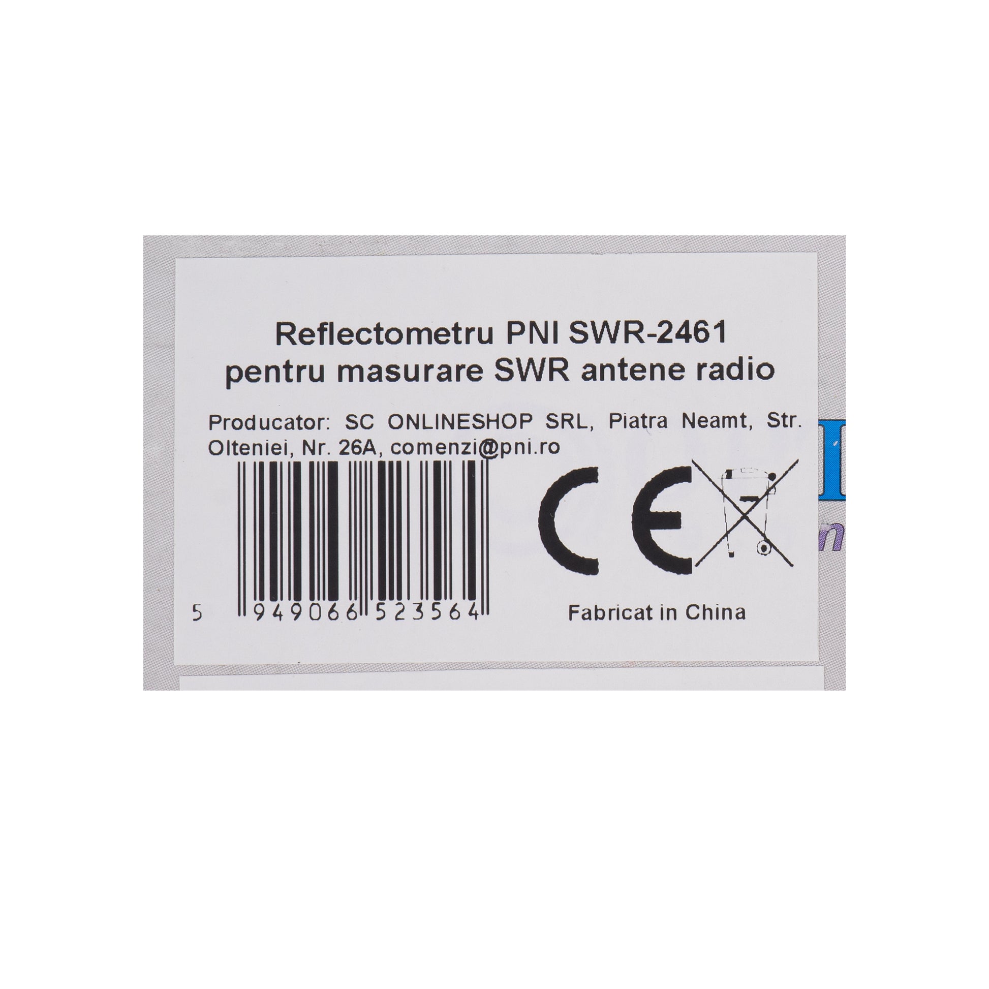 Reflectometru PNI SWR-2461 pentru masurare SWR antene radio in frecventa 26-30Mhz si putere statii radio CB