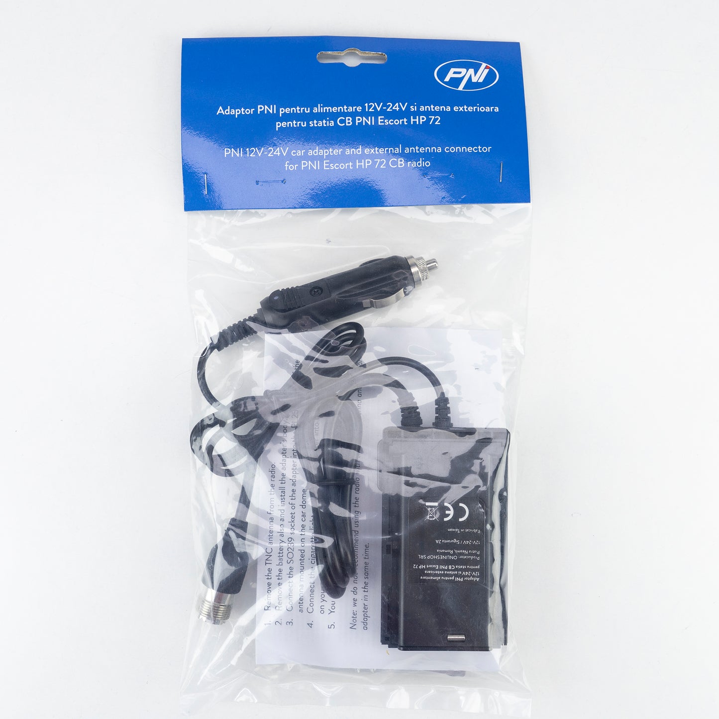 Adaptor PNI pentru alimentare 12V-24V si antena exterioara pentru statia radio CB portabila PNI Escort HP 72