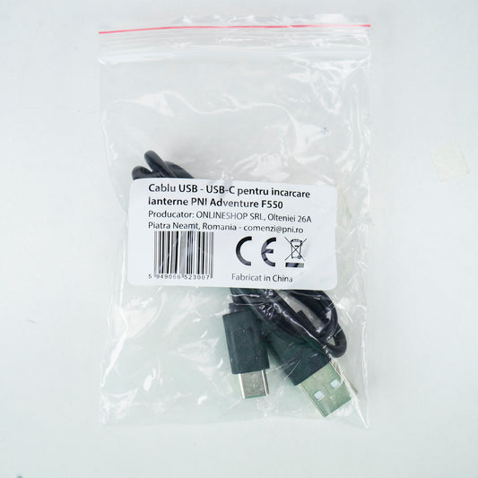 Cablu USB - USB-C pentru incarcare lanterne PNI Adventure F550, PNI Adventure F650