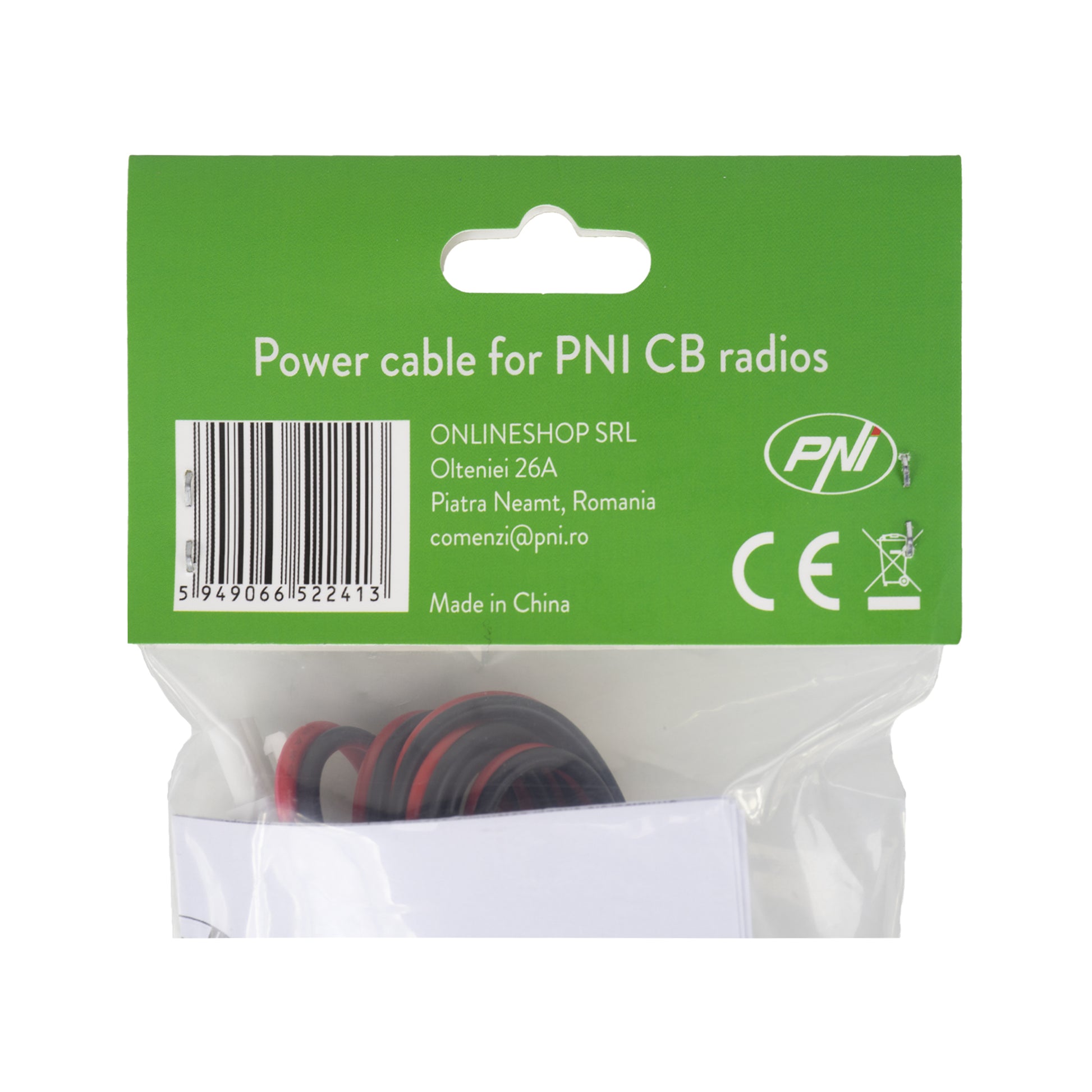 Cablu alimentare PNI cu siguranta si conector pentru statii radio CB PNI HP 6500, HP 7120 si PNI HP 9500, cu siguranta 3A