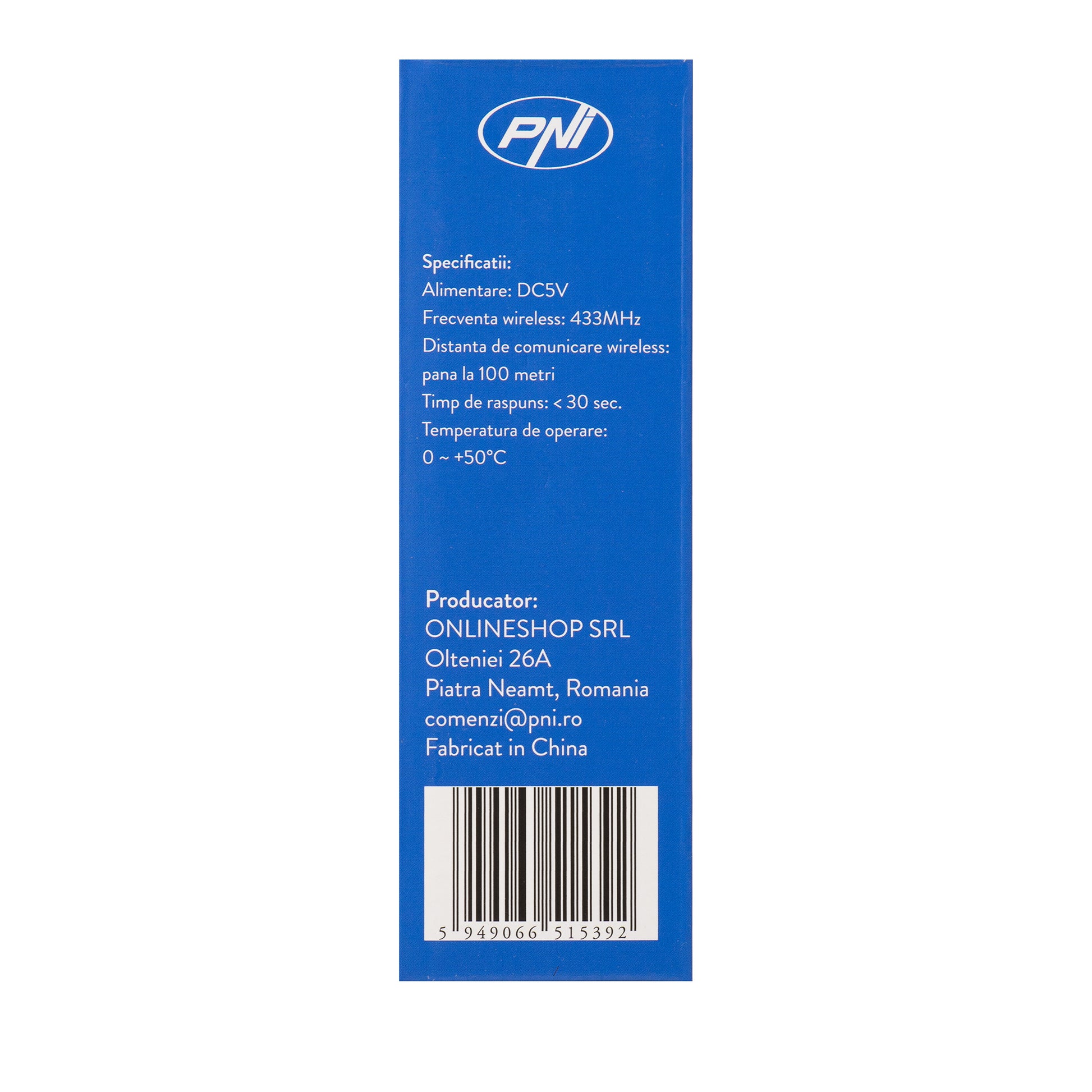 Senzor de gaz wireless PNI SafeHouse HS110 compatibil cu sistemul de alarma wireless PNI SafeHouse HS600 si HS650