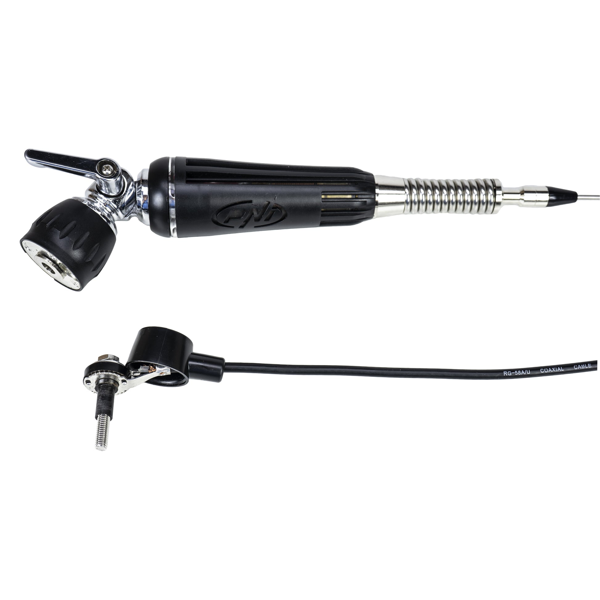 Antena CB PNI LED 1000 rabatabila, 80 cm lungime, cu cablu si montura fixa tip fluture, 26-30 MHz, 300 Watt, ilumineaza in timpul emisiei
