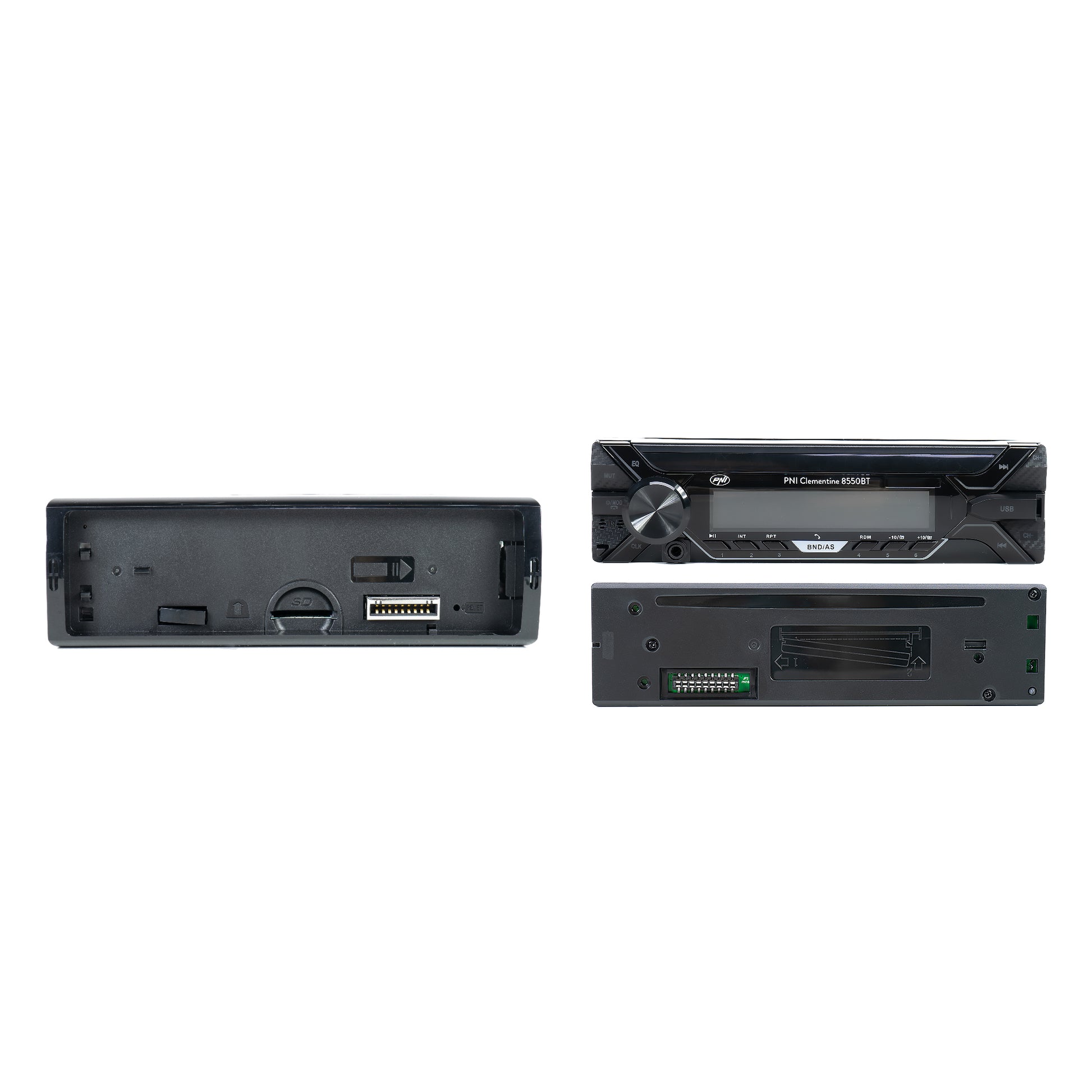 Radio MP3 player auto PNI Clementine 8550BT, fata detasabila, 4x45w, 12V, 1 DIN, cu SD, USB, AUX, RCA