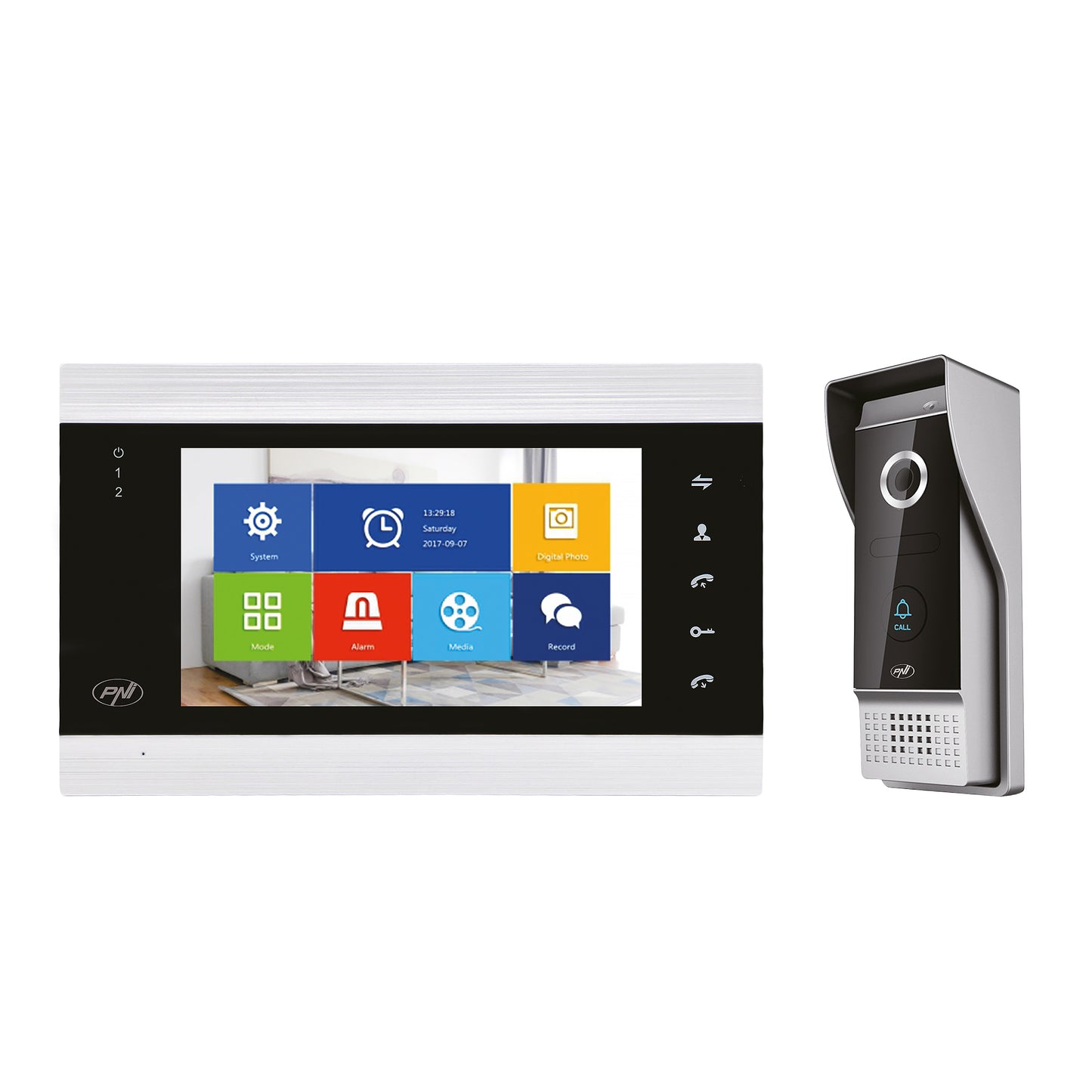 Interfon video inteligent PNI SafeHome PT720MW WiFi HD, P2P, monitor interior, aplicatie dedicata Tuya Smart, integrare in scenarii si automatizari smart cu alte produse compatibile Tuya