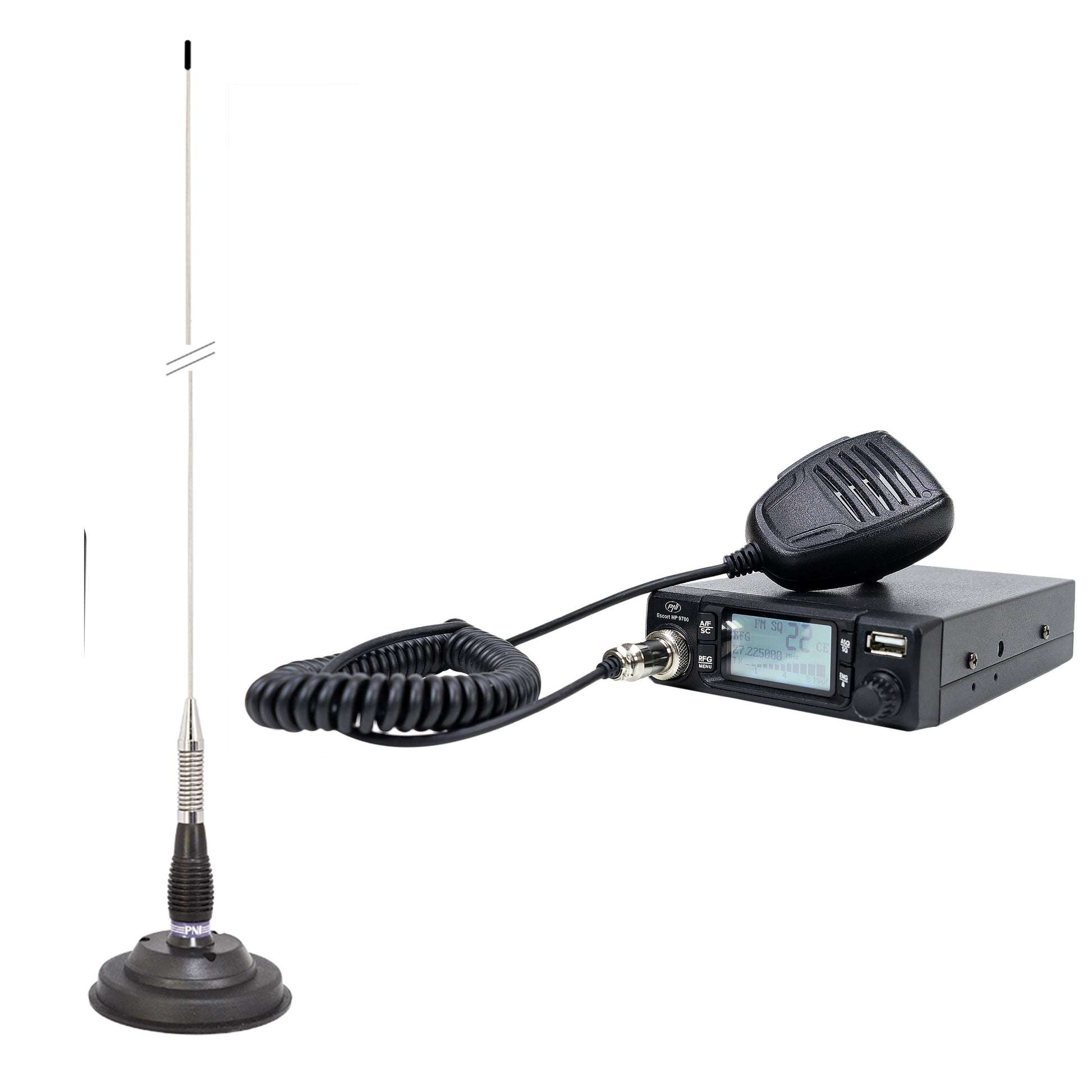 Pachet Statie radio CB PNI Escort HP 9700 USB si Antena CB PNI ML100 cu baza magnetica