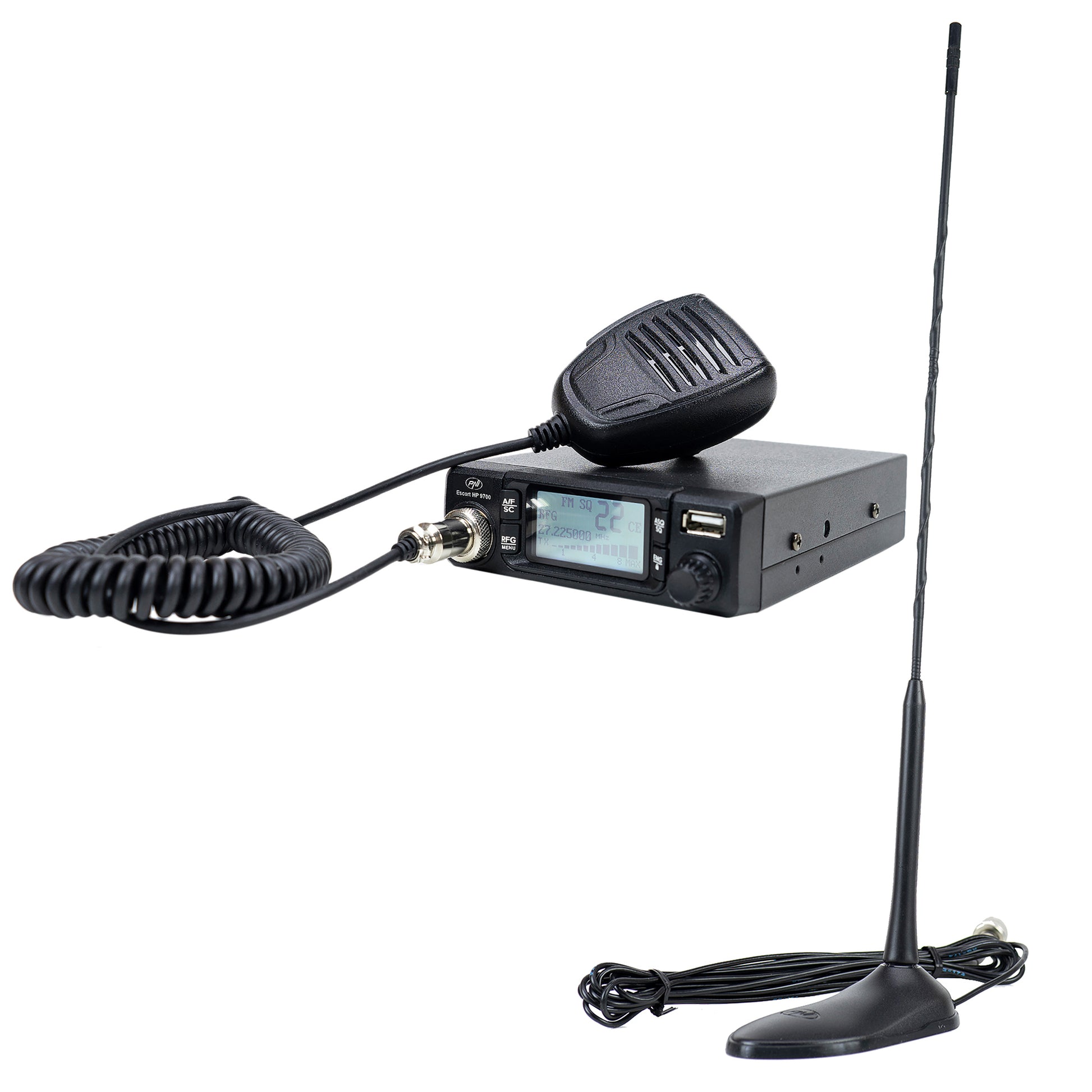 Pachet Statie radio CB PNI Escort HP 9700 USB si Antena CB PNI Extra 45 cu baza magnetica