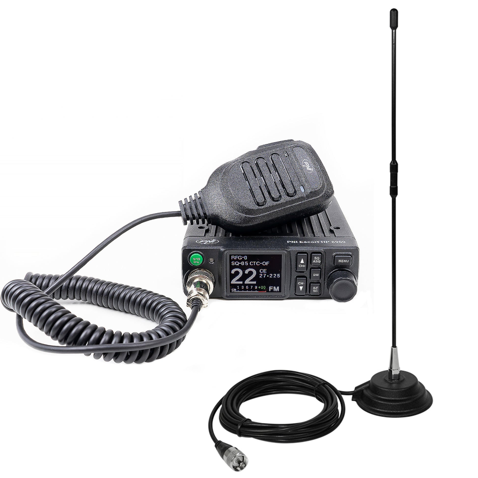 Pachet Statie radio CB PNI Escort HP 8900 ASQ, 12-24V + Antena CB PNI Extra 40 cu baza magnetica