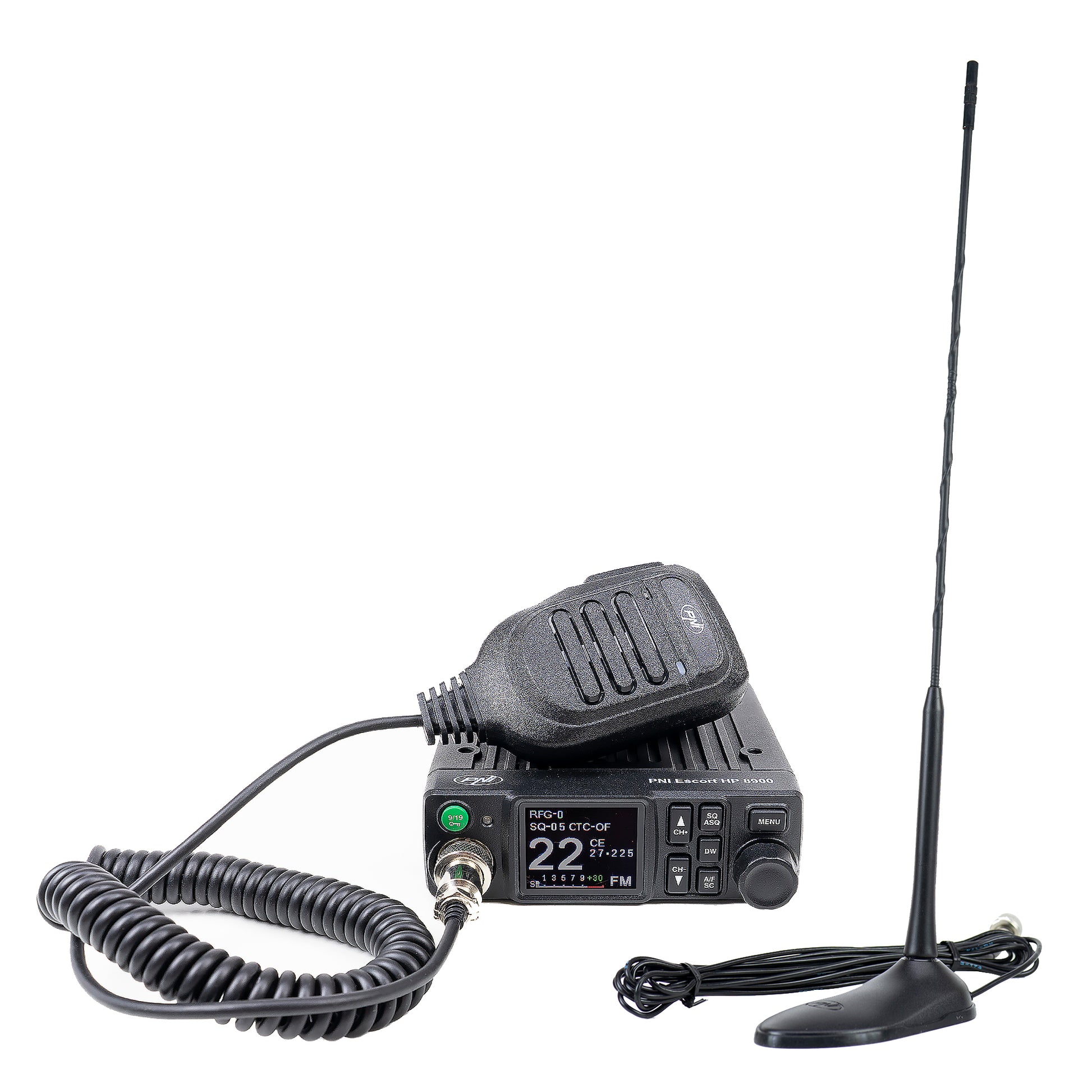 Pachet Statie radio CB PNI Escort HP 8900 ASQ, 12-24V + Antena CB PNI Extra 45 cu baza magnetica, alimentare 12V/24V, RF Gain, Roger Beep, CTCSS-DCS, Dual Watch