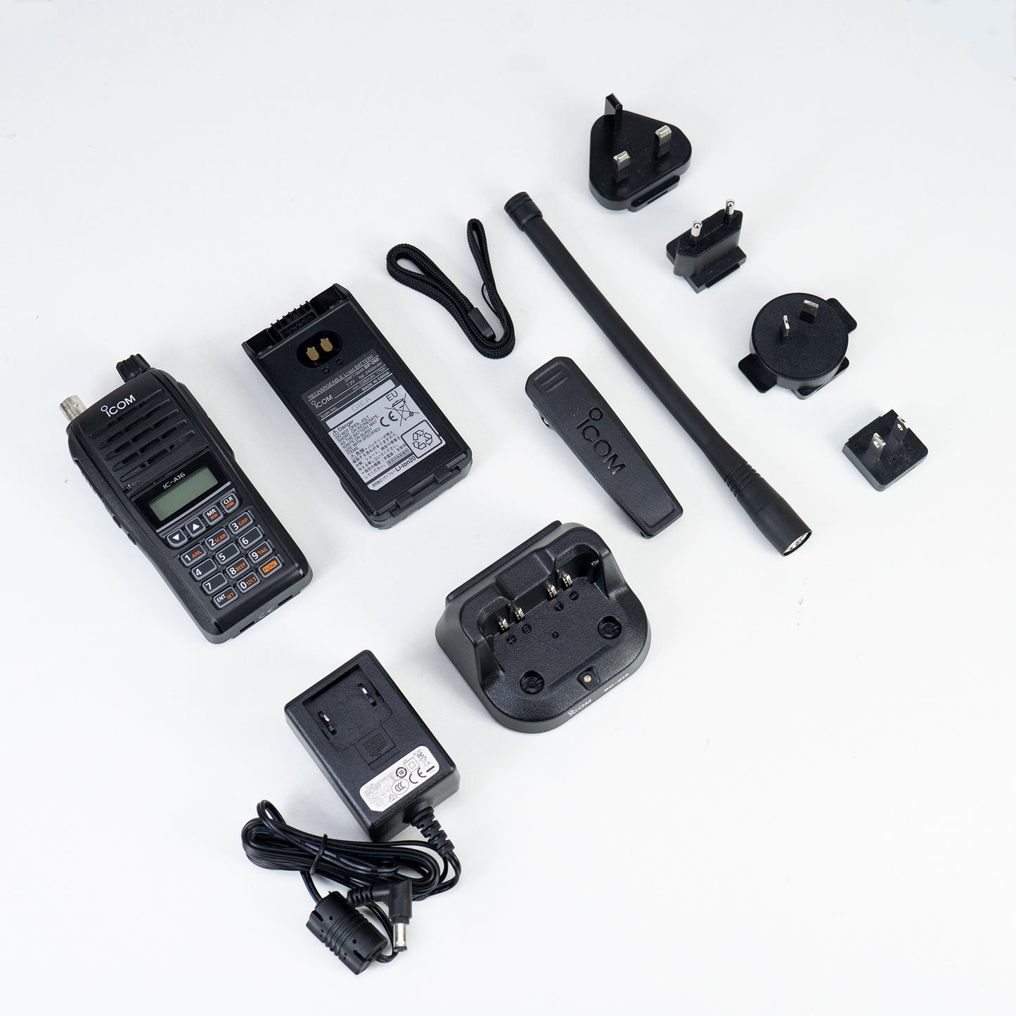 Statie radio portabila VHF ICom IC-A16EBT cu bluetooth, pentru aviatie 118.000–136.992 MHz, 2400 mAh, IP67