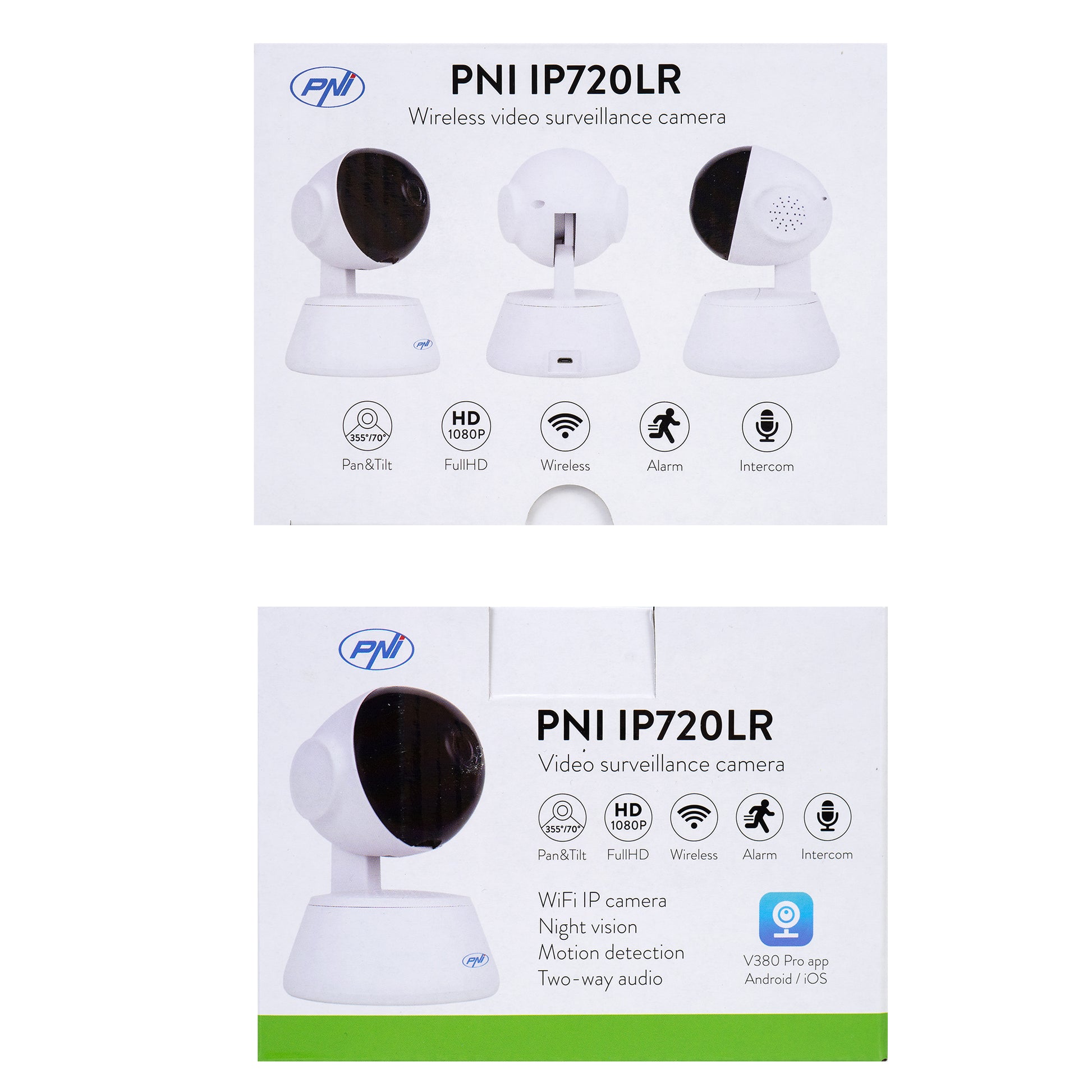 Camera supraveghere video PNI IP720LR 1080P 2 MP cu IP P2P PTZ wireless, slot card microSD