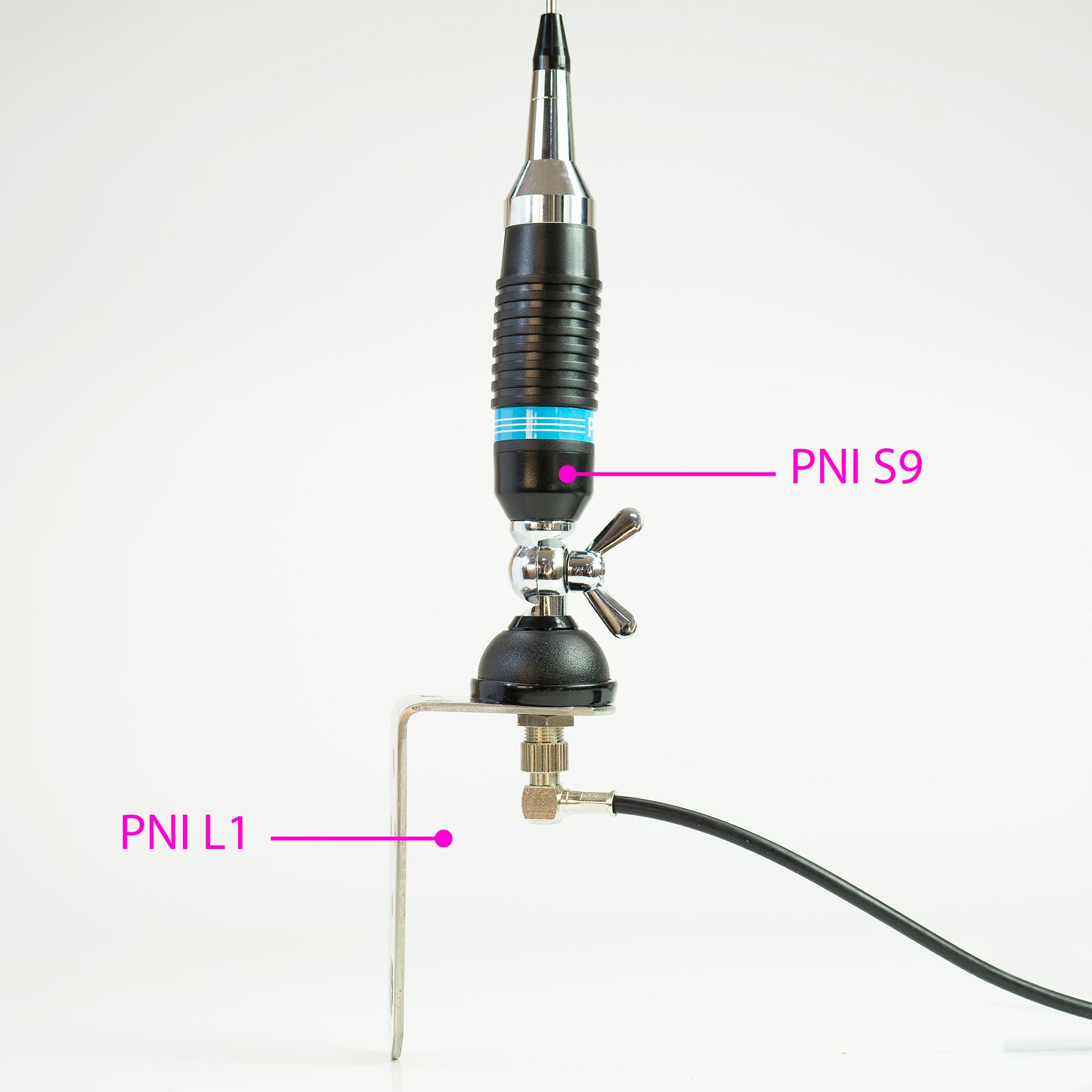 Antena CB PNI S9 cu fluture lungime spic 120 cm cu cablu RG58 de 4m