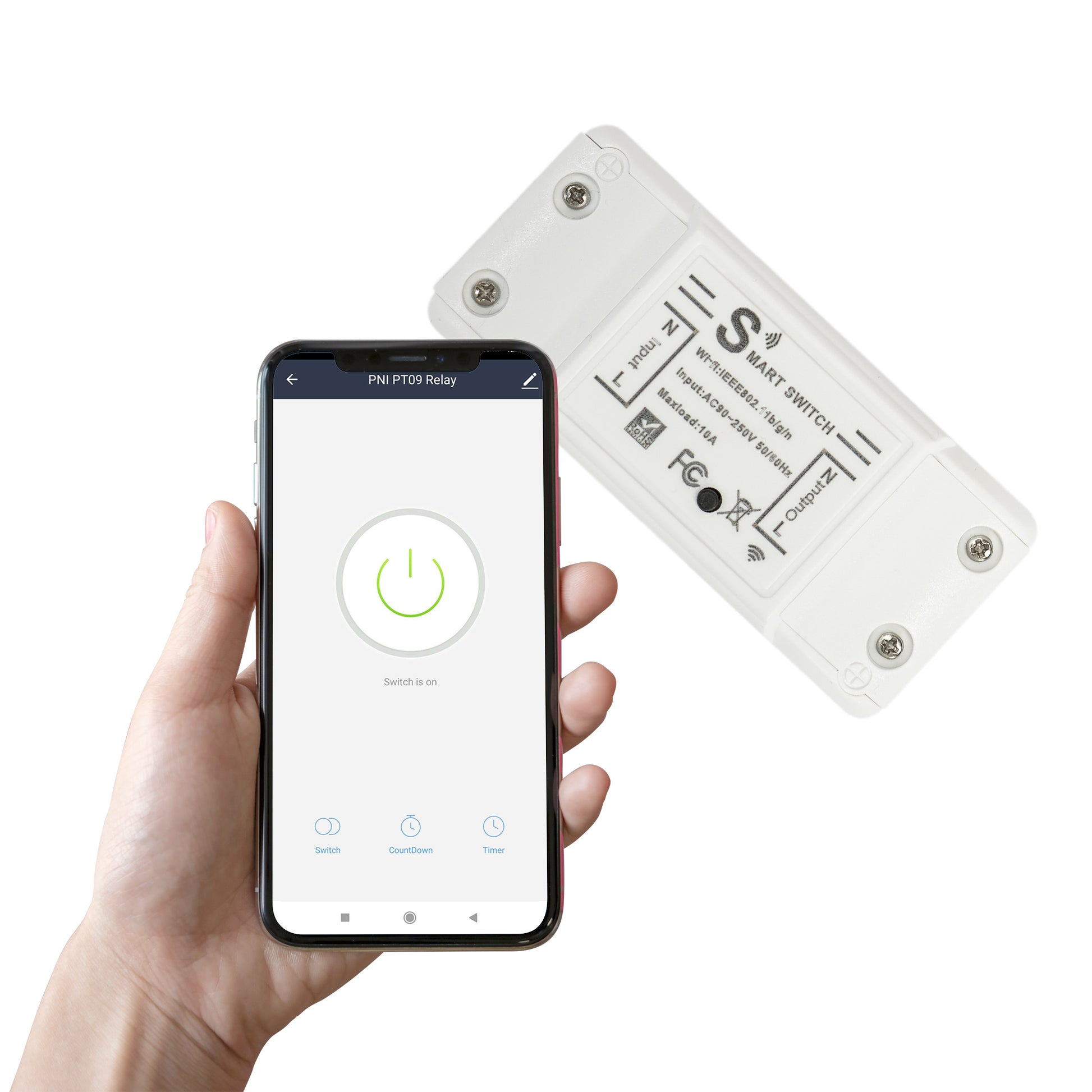 Releu inteligent PNI SafeHome PT09 Remote WiFi, 10A, comanda prin internet, aplicatie de mobil Tuya Smart, integrare in scenarii si automatizari smart cu alte produse compatibile Tuya, Alexa si Google Assistant