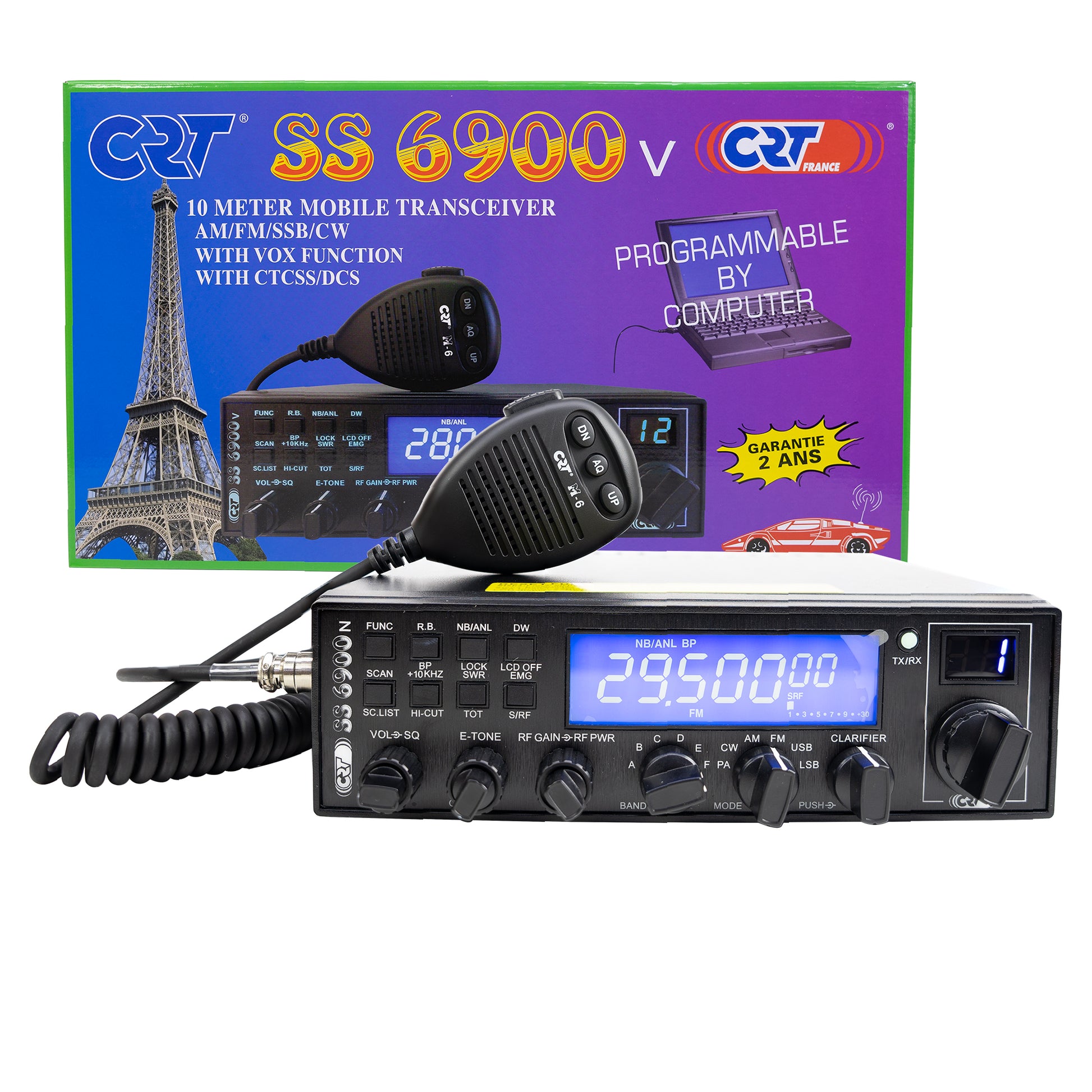 Statie radioamatori CRT SS 6900 VOX CB, AM, FM, USB, SSB, CW, PA, 28-29.7Mhz, ASQ, RF Gain, Roger Beep, 12V, programabil