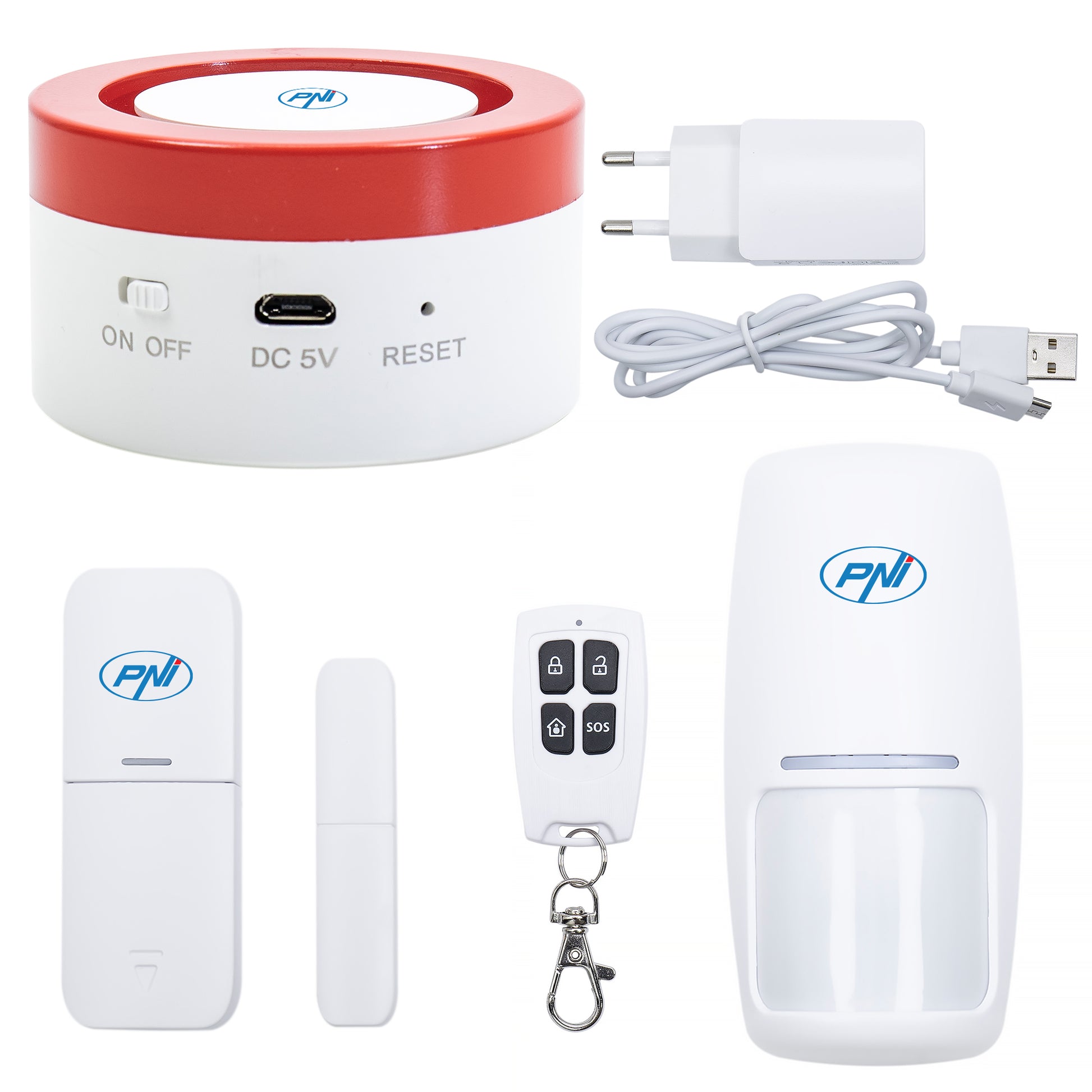Sistem de alarma wireless PNI Safe House PG600LR, sistem inteligent de securitate pentru casa, conectare wireless, alarma antiefractie, alarma fara fir, alerta inteligenta prin aplicatia TUYA iOS / Android, compatibil cu Alexa si Google Assistant