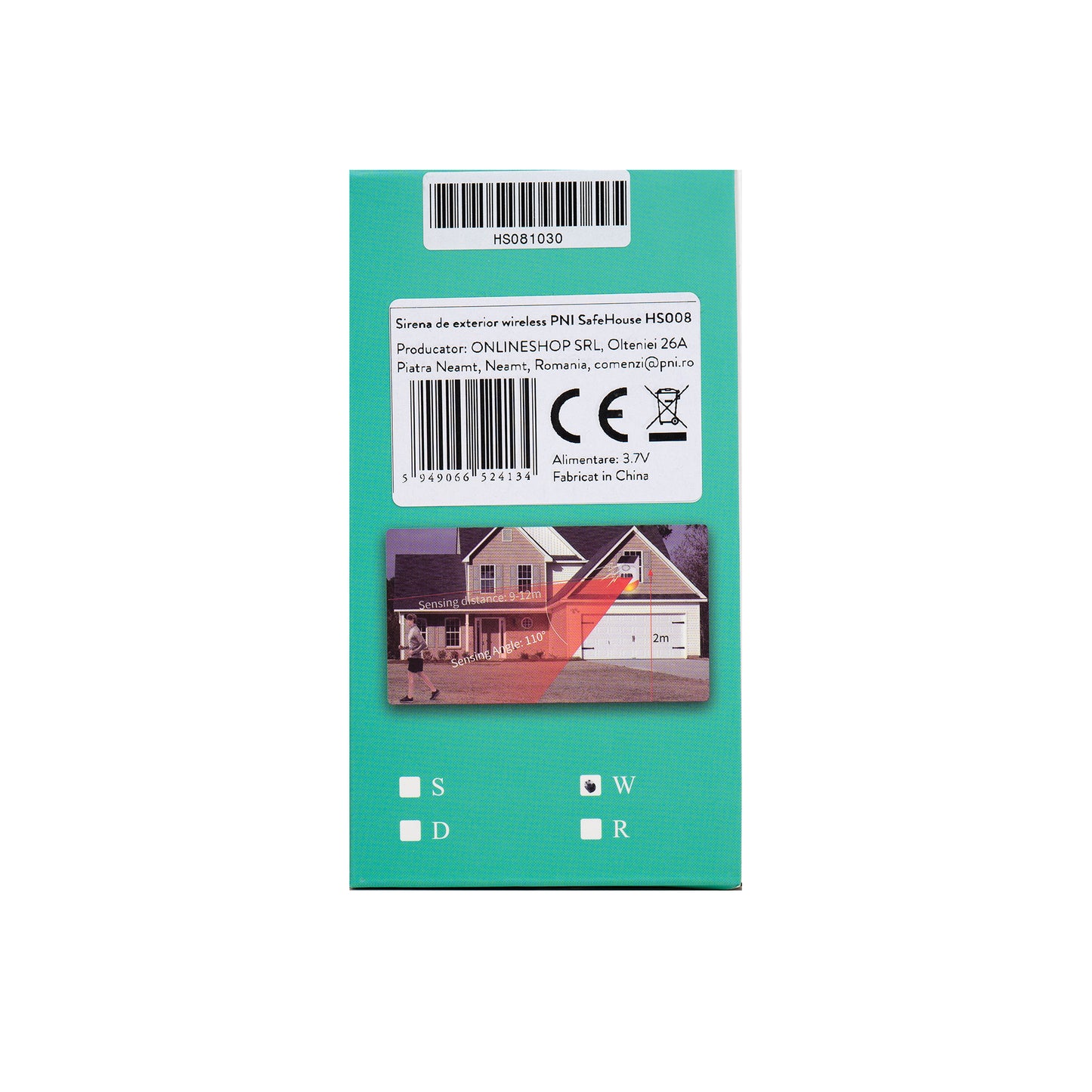 Sirena de exterior wireless PNI SafeHouse HS008 cu senzor de miscare si incarcare solara, control prin internet cu App Tuya Smart