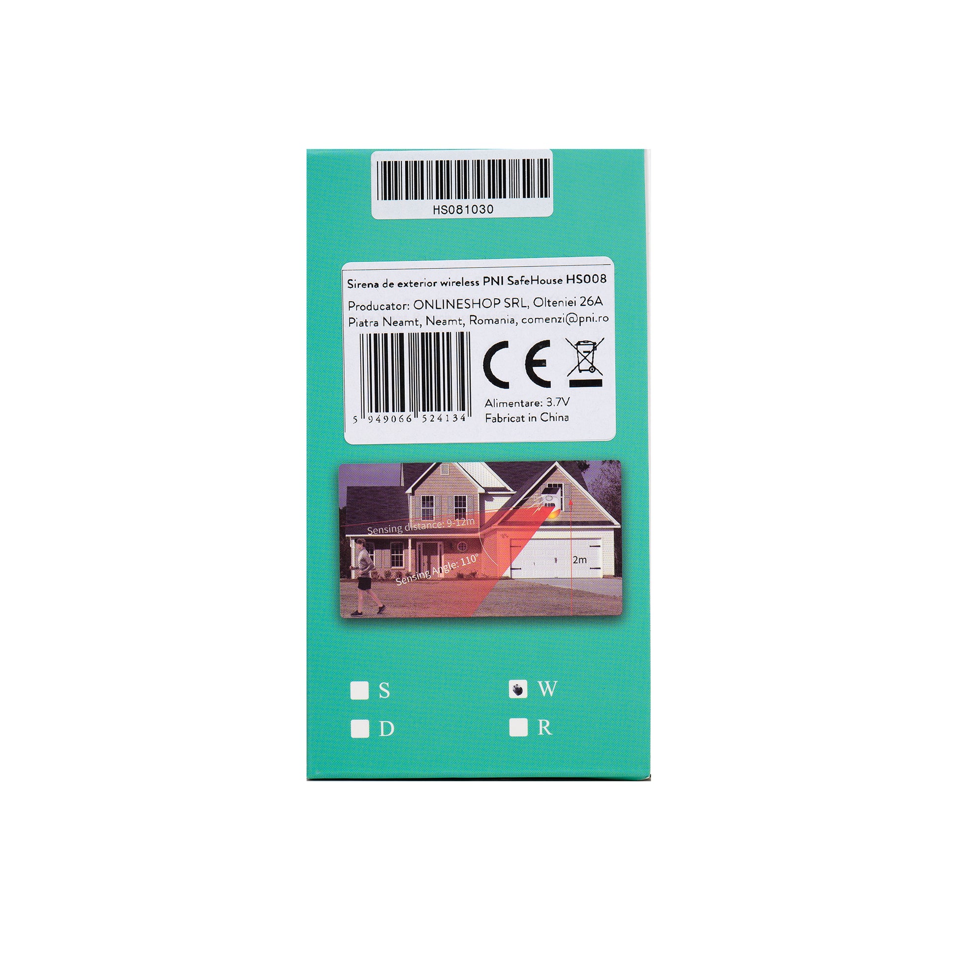 Sirena de exterior wireless PNI SafeHouse HS008 cu senzor de miscare si incarcare solara, control prin internet cu App Tuya Smart