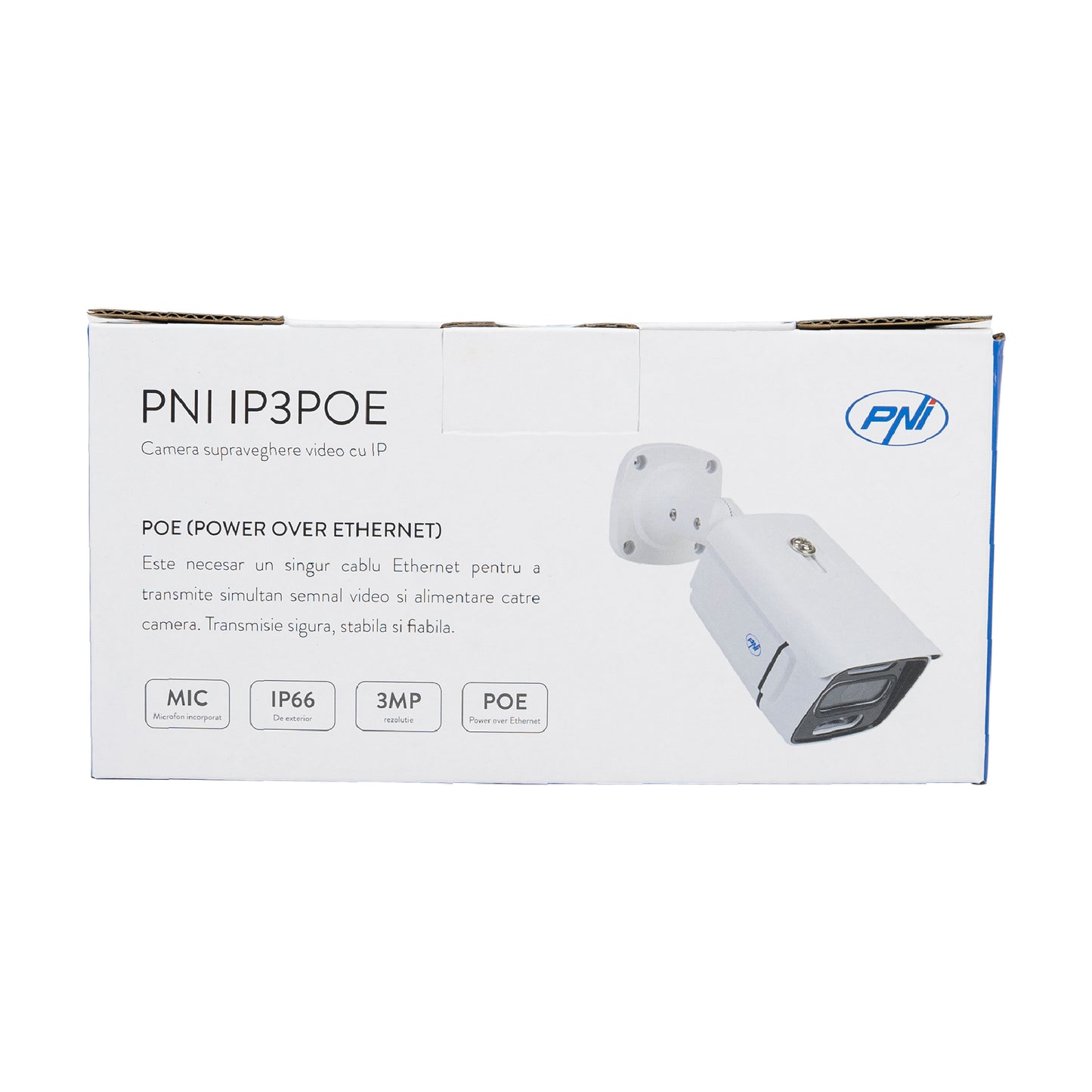 Camera supraveghere video PNI IP3POE cu IP, 3MP, de exterior IP66, microfon incorporat, compatibila cu sistemul de supraveghere POE PNI House IPMAX POE 3 si PNI House IPMAX POE 3LR