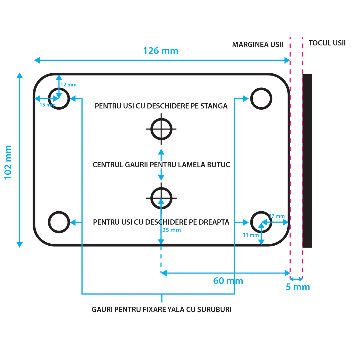 Yala electromagnetica SilverCloud YL500 cu butuc, deschidere pe partea stanga, Fail Secure NC