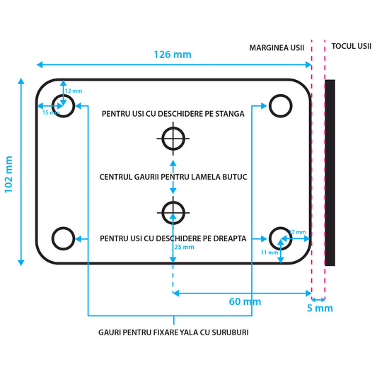 Yala electromagnetica SilverCloud YL500 cu butuc, deschidere pe partea stanga, Fail Secure NC