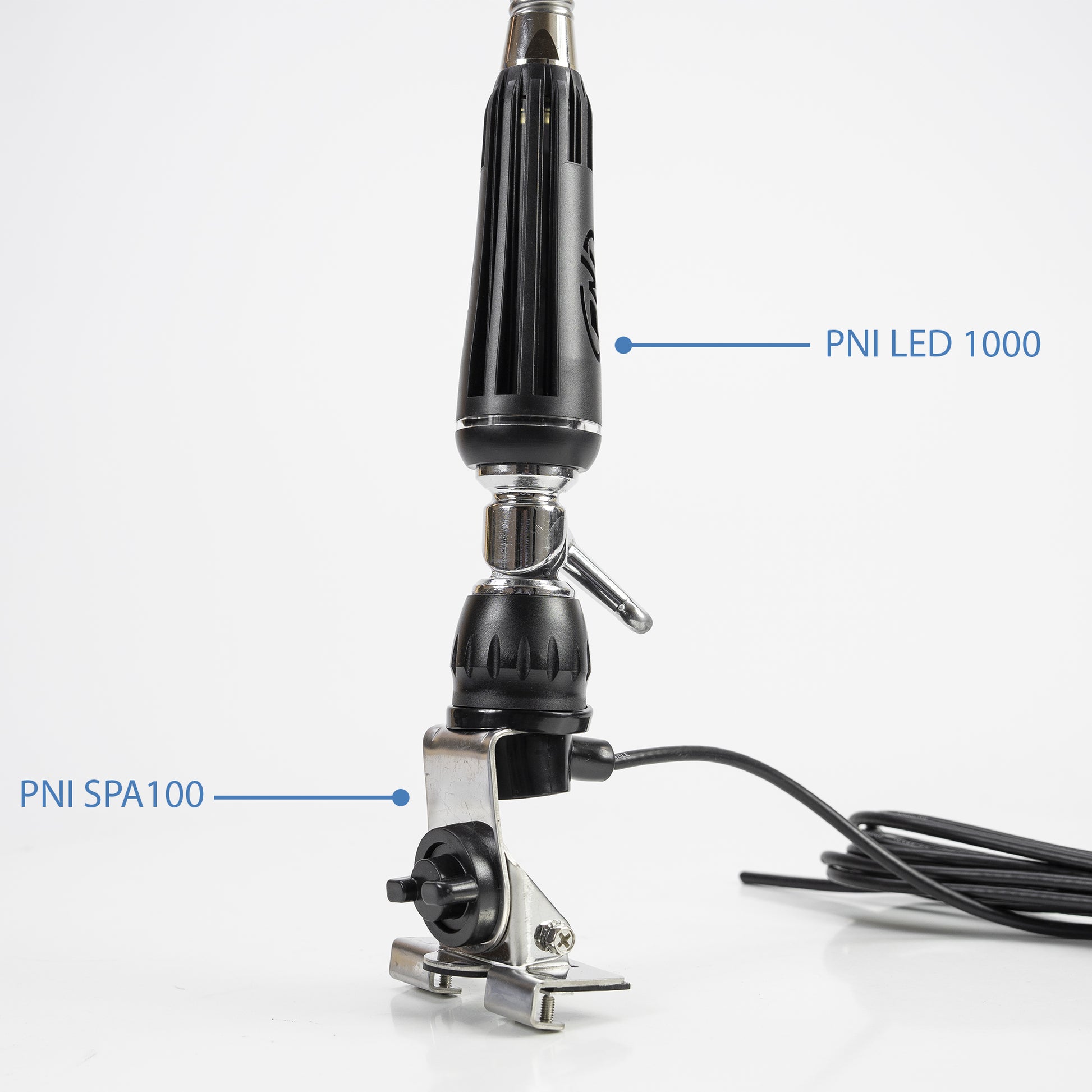 Antena CB PNI LED 1000 rabatabila, 80 cm lungime, cu cablu si montura fixa tip fluture, 26-30 MHz, 300 Watt, ilumineaza in timpul emisiei