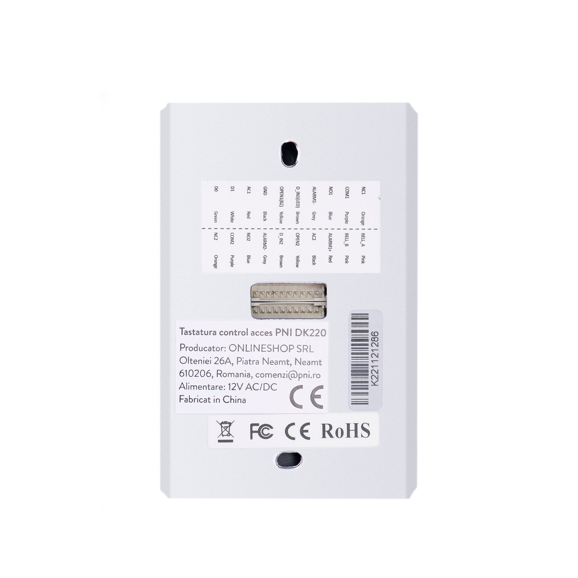 Tastatura control acces PNI DK220, stand alone, exterior si interior, IP65, cu 2 relee
