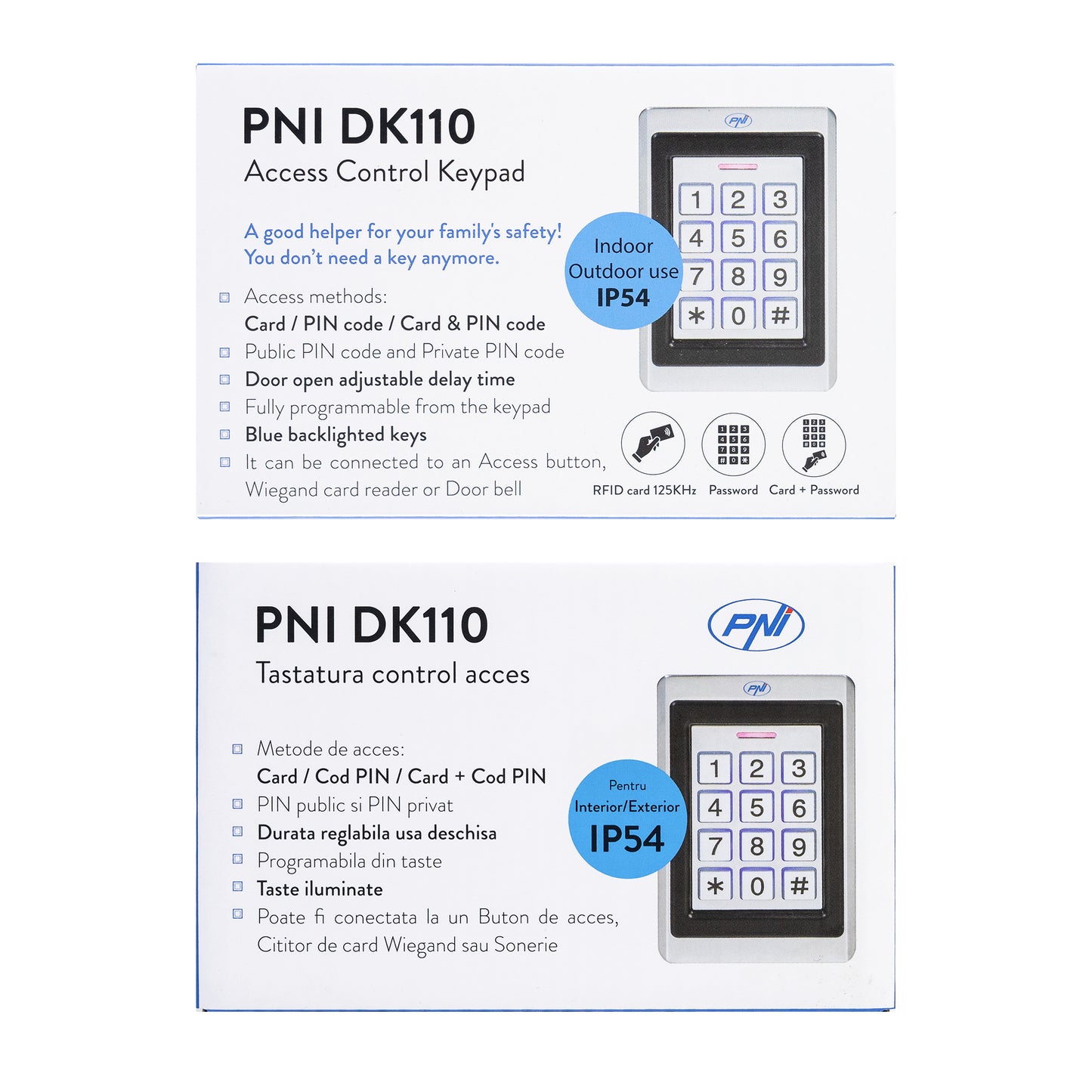 Tastatura control acces PNI DK110 stand alone, exterior si interior, IP54