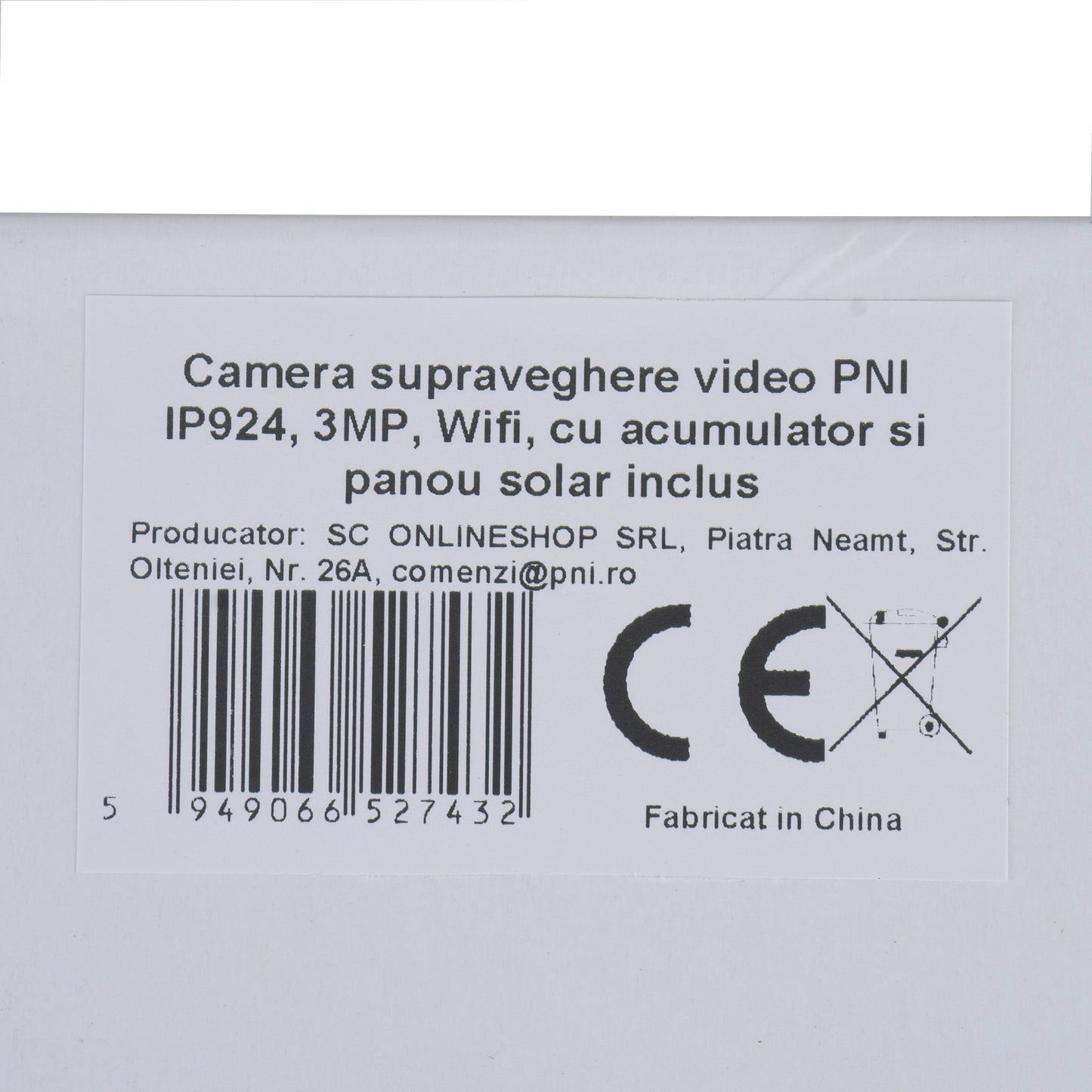 Camera supraveghere video PNI IP924, 3MP, Wi-Fi, IP65, panou solar si acumulator 5200 mAh inclus