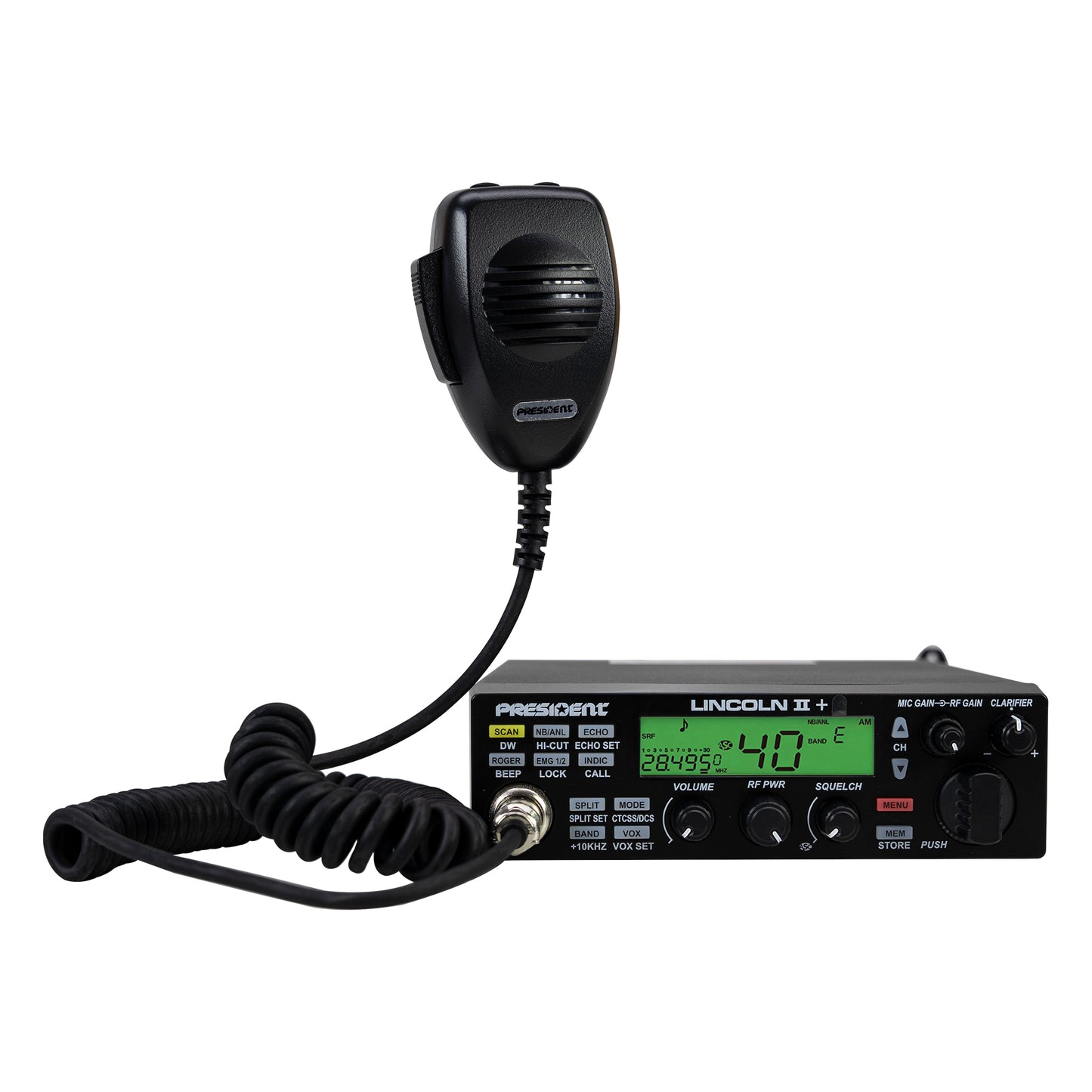 Statie radioamatori President LINCOLN II + ASC 10/12M, Roger Beep, ANL, NB, Hi-Cut Filter, AM-FM-USB-LSB-CW, Programabila, 12V