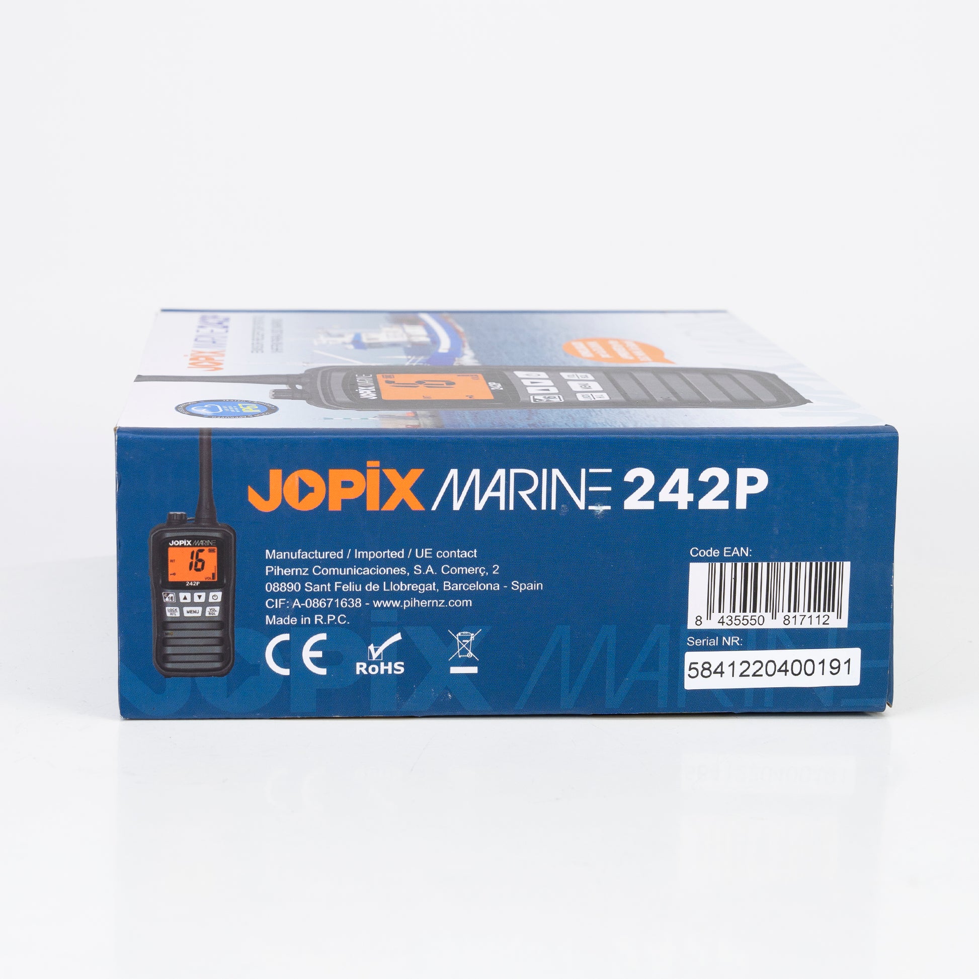 Statie radio maritima portabila JOPIX MARINE 242P, 156.000-162.000 Mhz, Scan, ASQ, Dual-Tri Watch, acumulatori AAA inclusi