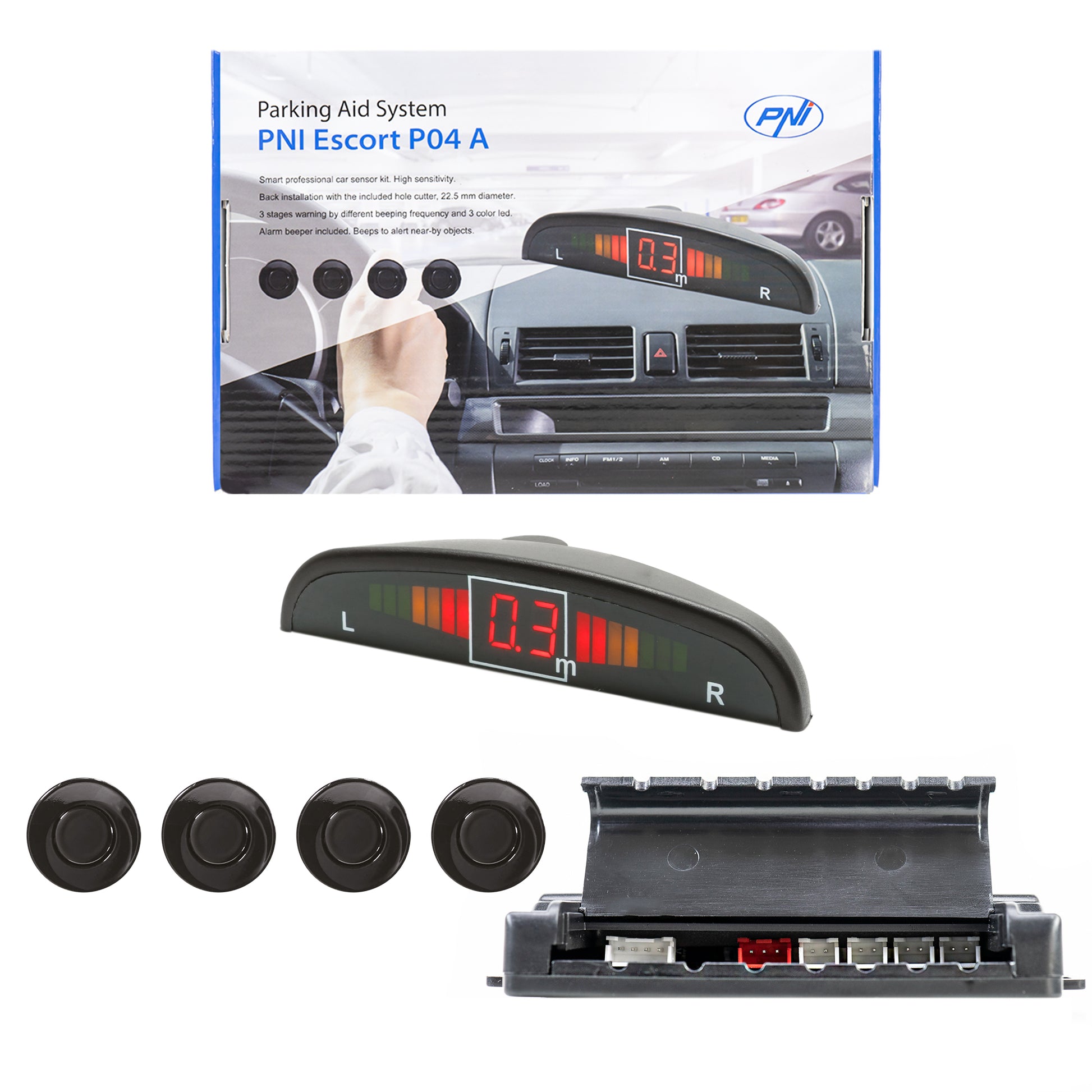 Senzori parcare auto PNI Escort P04 A cu 4 receptori
