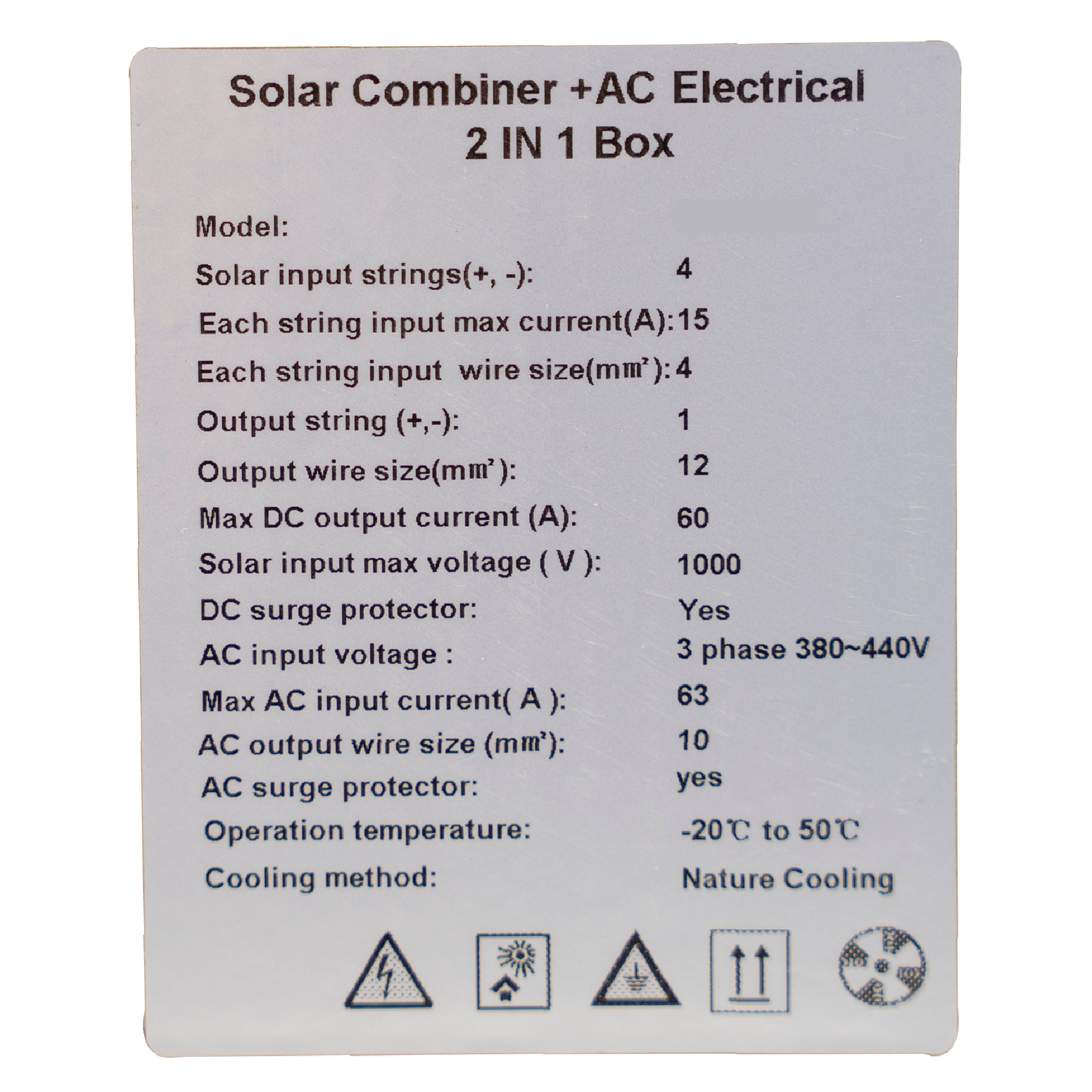 Tablou PNI CBT-3 de protectie si intrerupere sistem solar trifazic AC DC intrare 4 stringuri, iesire 1 string